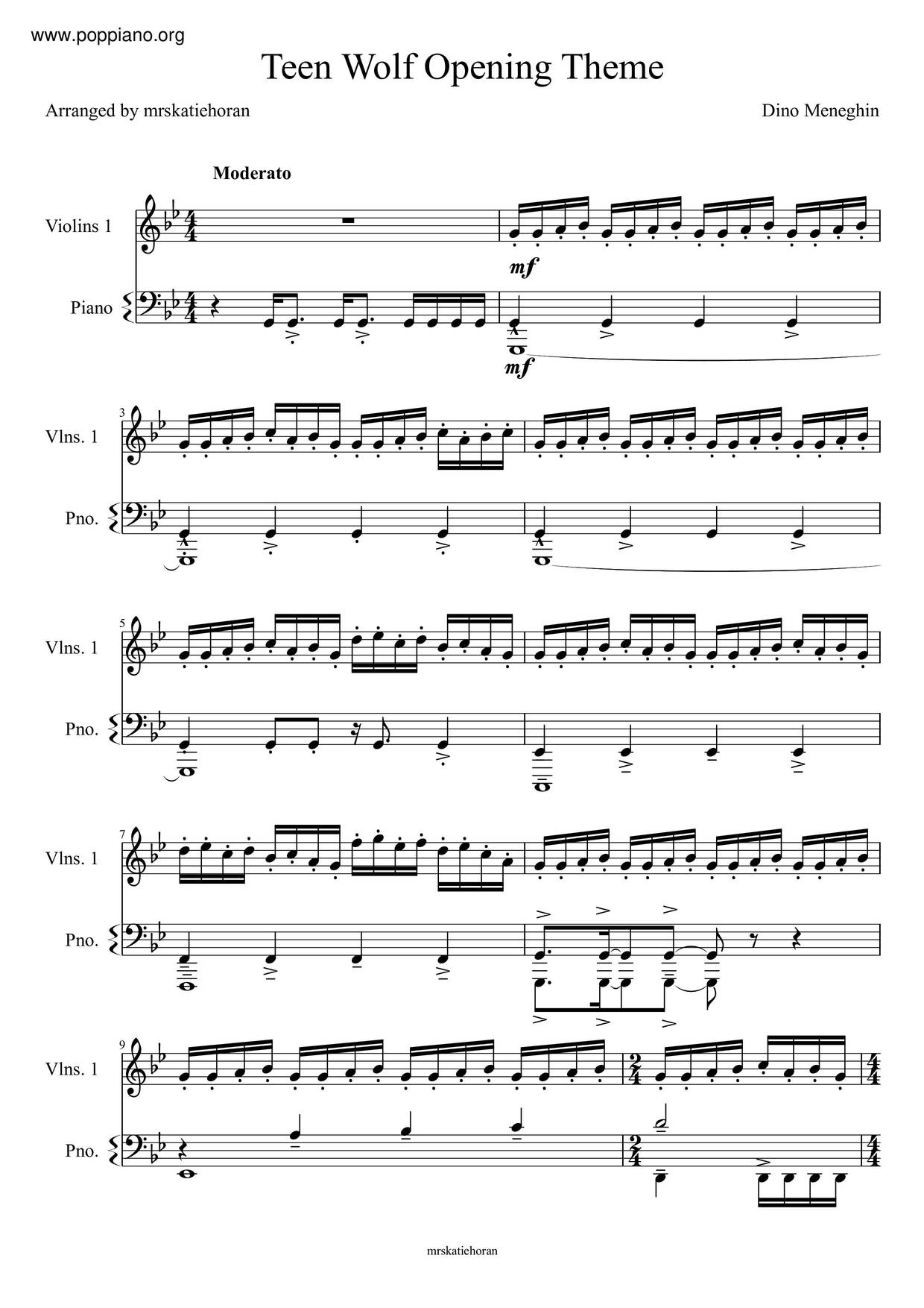 Teen Wolf Opening Theme Score