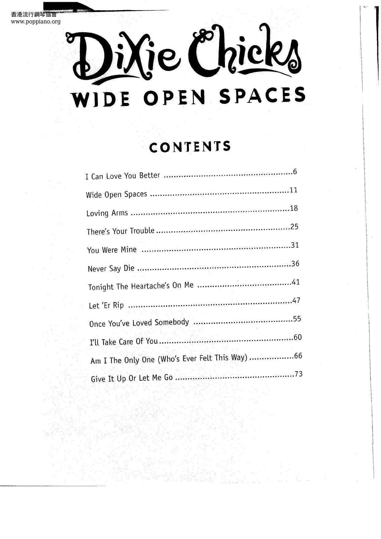 Wide Open Spaces Book 77 Pages Score