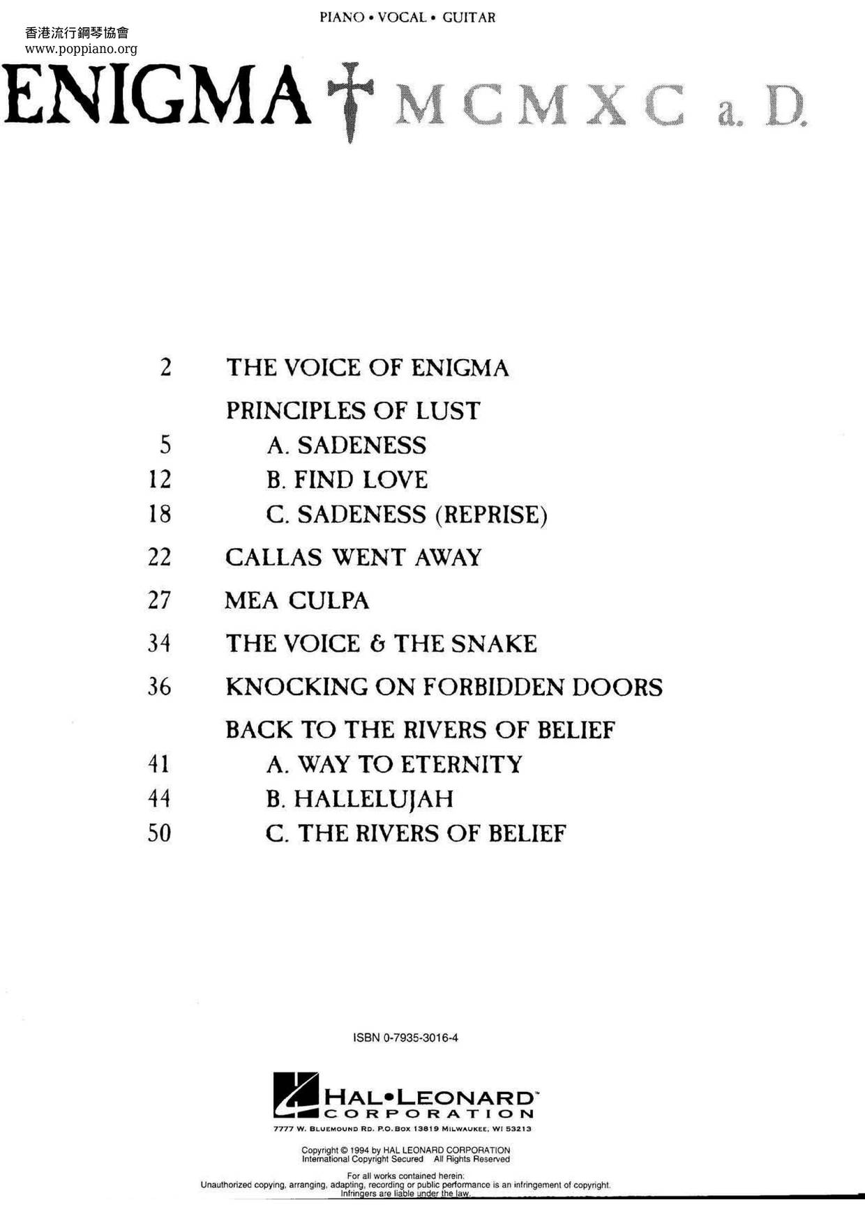 The Voice Of Enigma 57 Pages琴谱