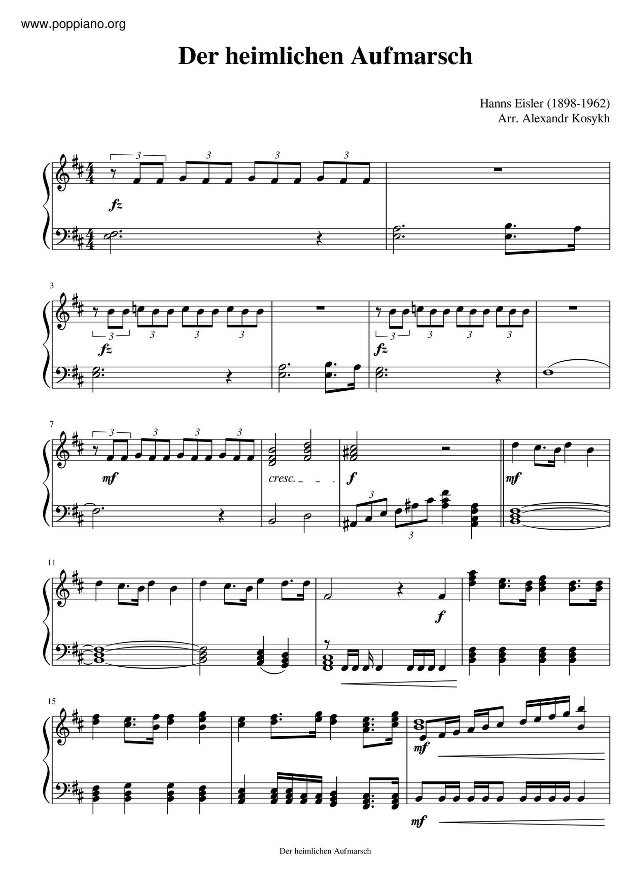 Der Heimliche Aufmarsch Score
