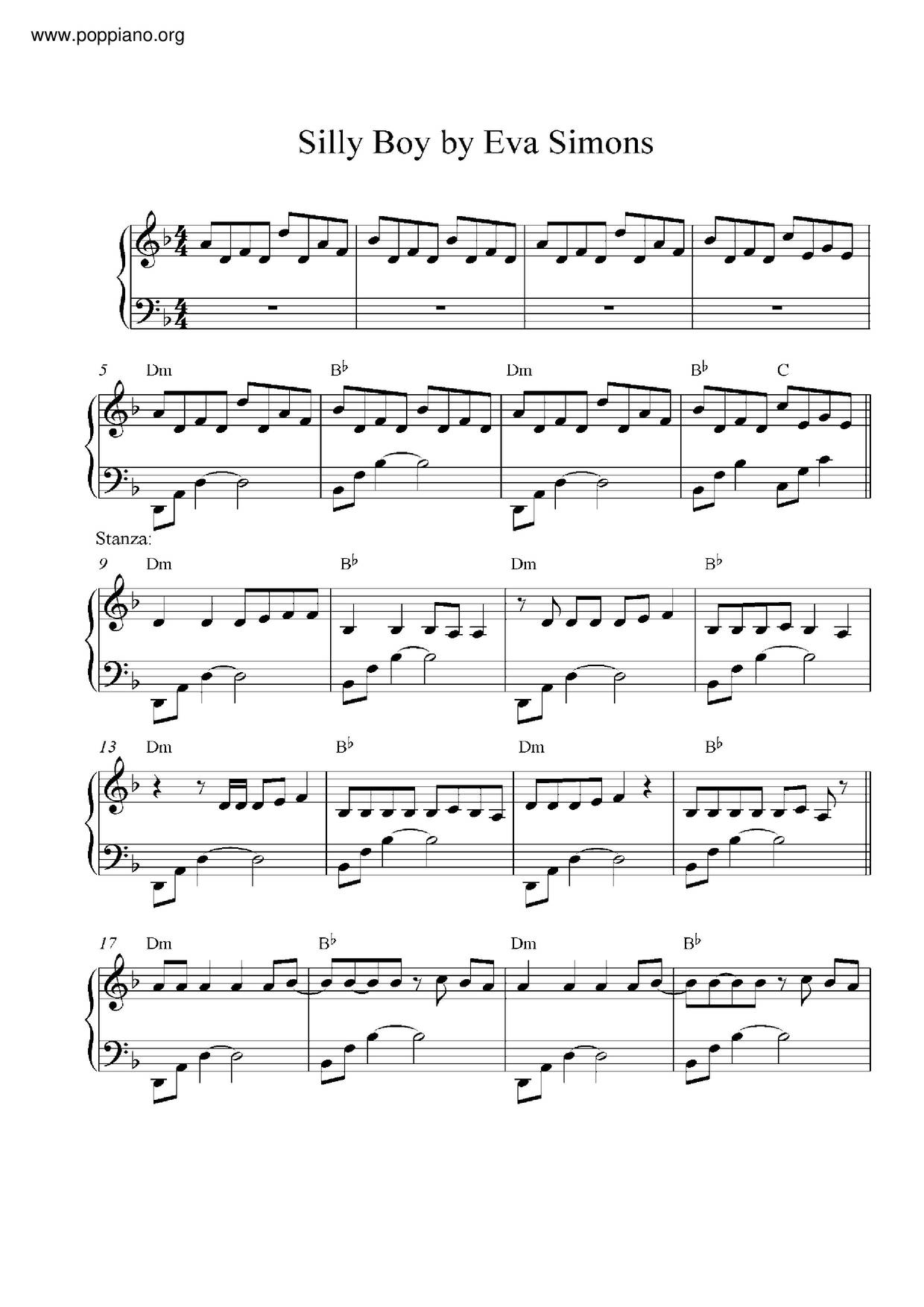 Silly Boy Score