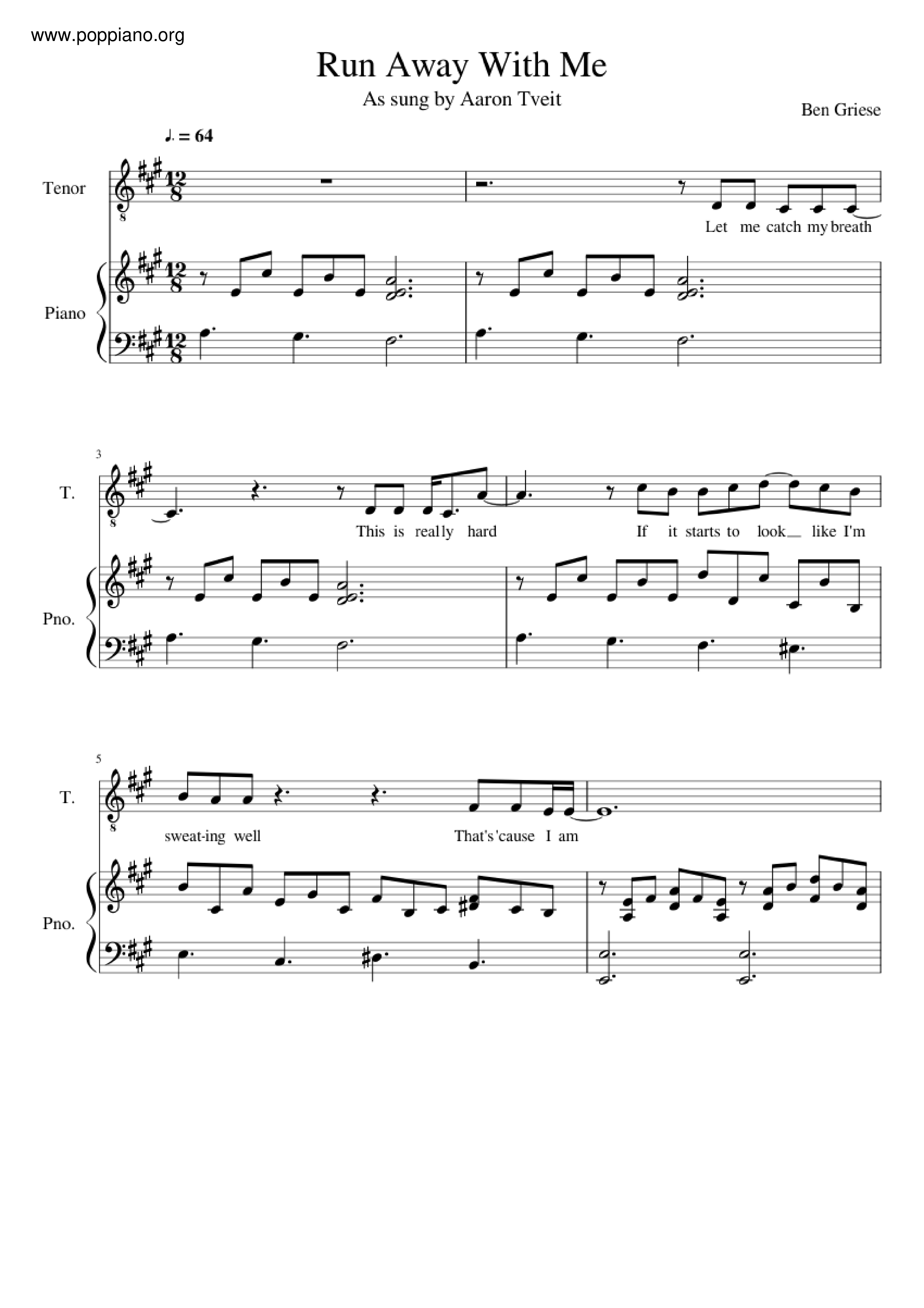 Run Away With Me Score