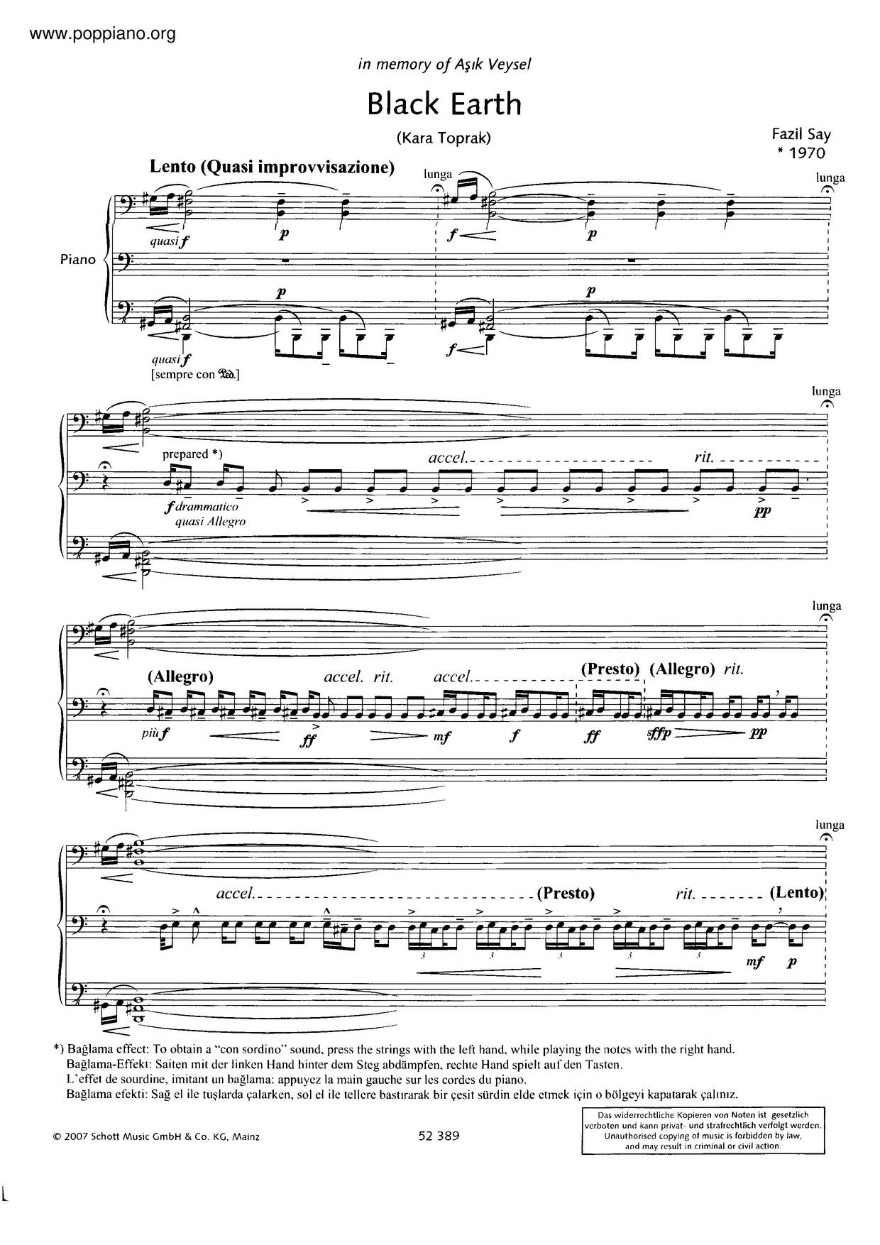 Black Earth (Kara Toprak), Op. 8 Score