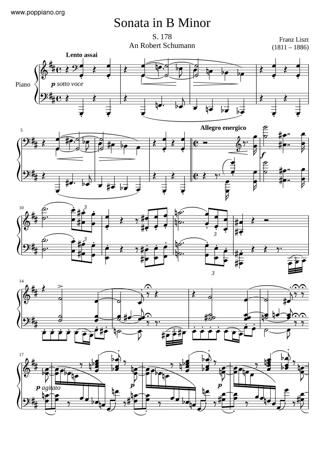 Sonata In B Minor, S. 178ピアノ譜