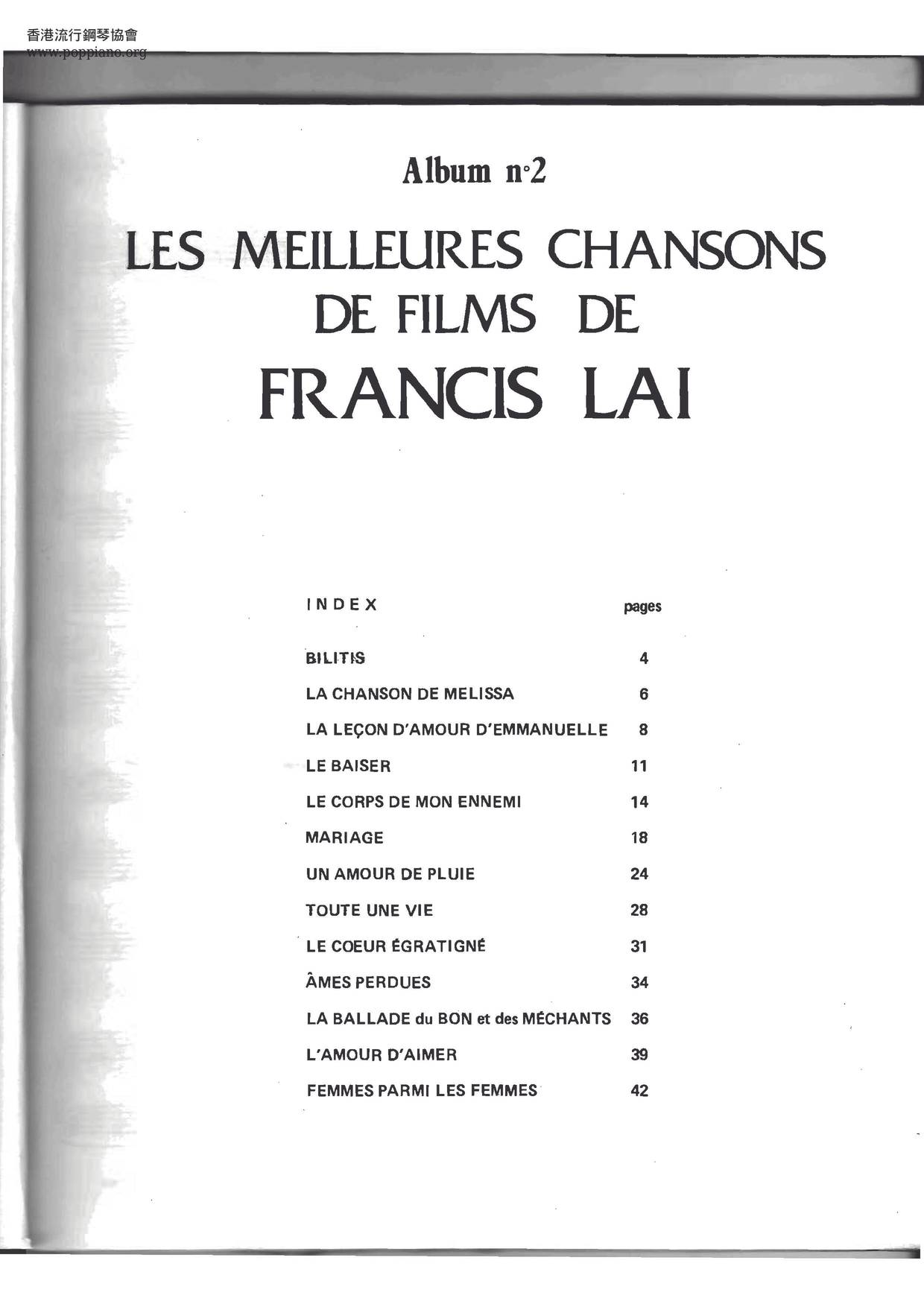 Les Meilleures Chansons De Films Album 2 - 44 Pages Score