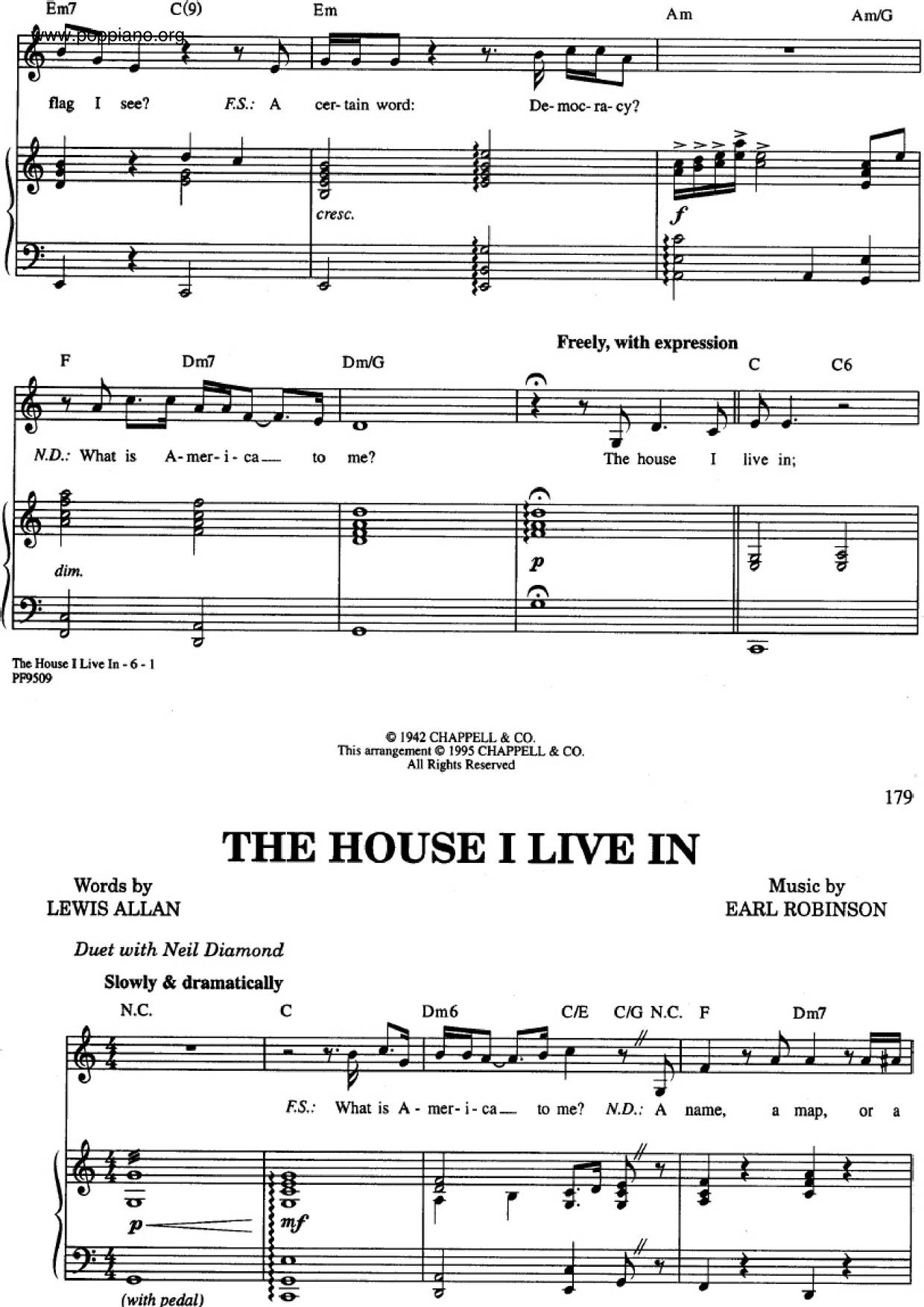 The House I Live In Score