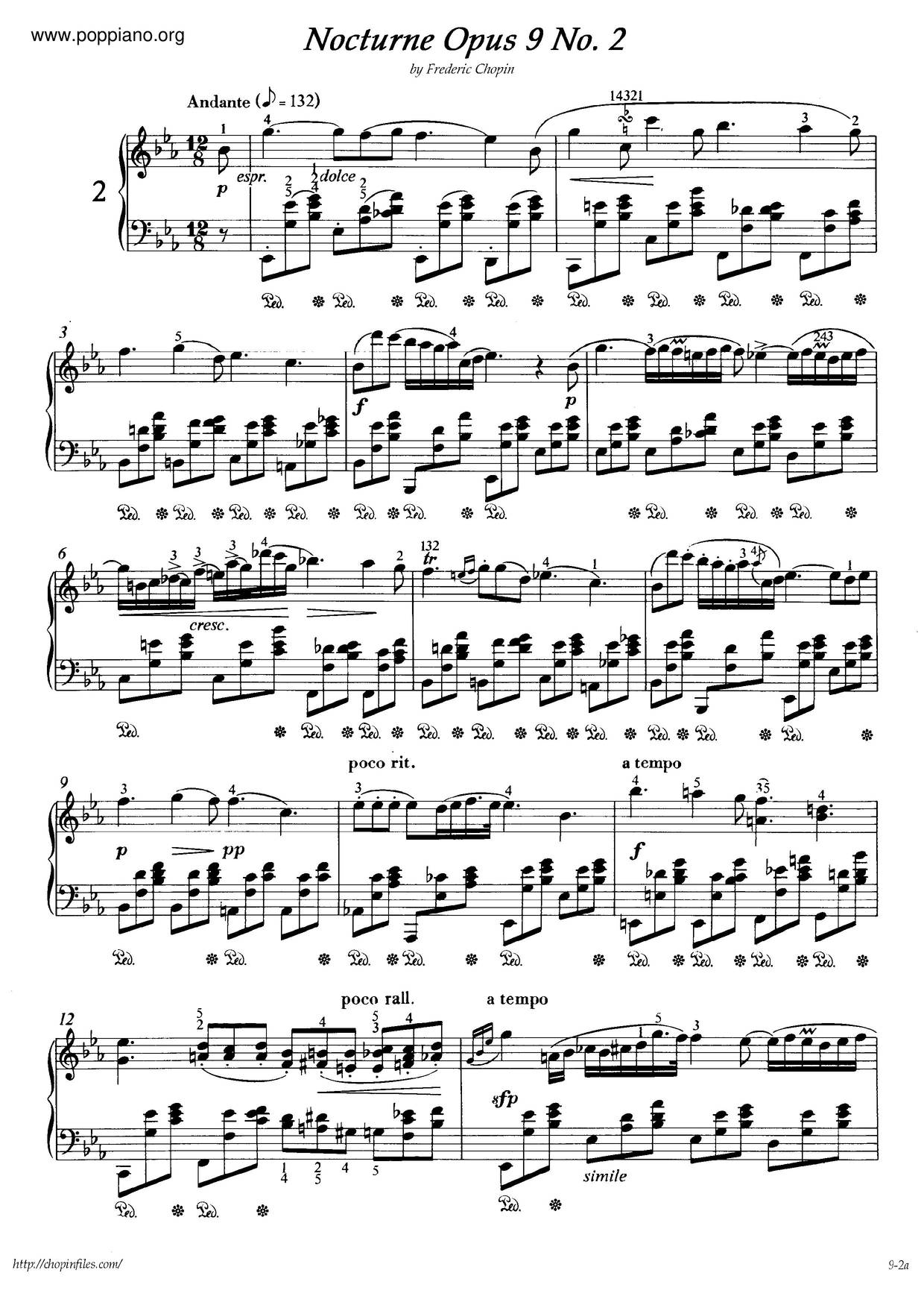 Nocturne No. 2 In E Flat Major, Op. 9, No. 2琴谱