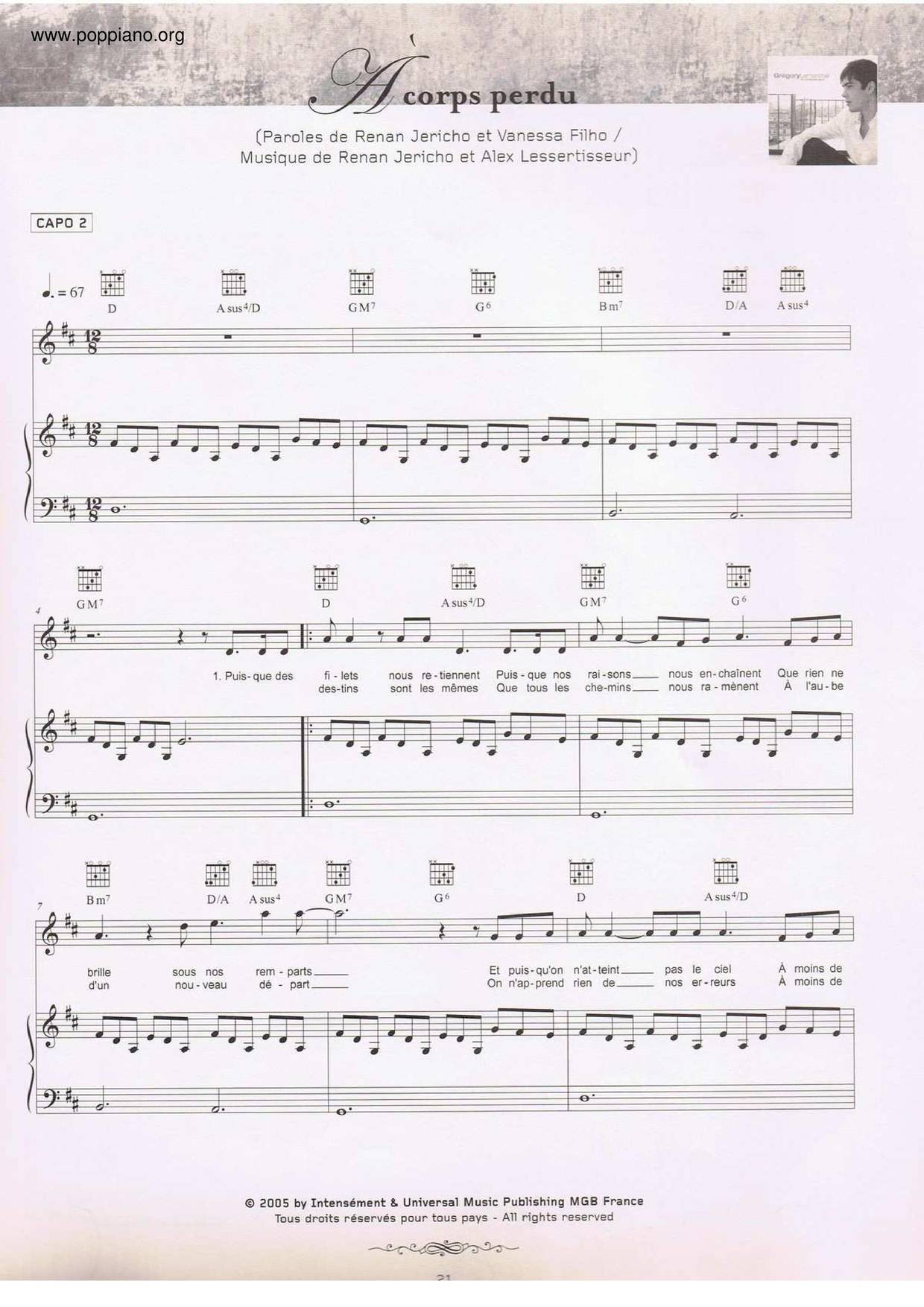 A Corps Perdu Score