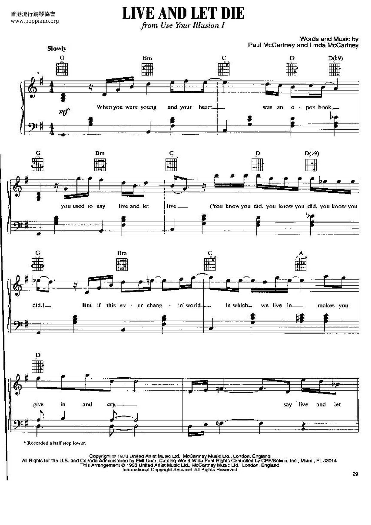 Live And Let Die Score