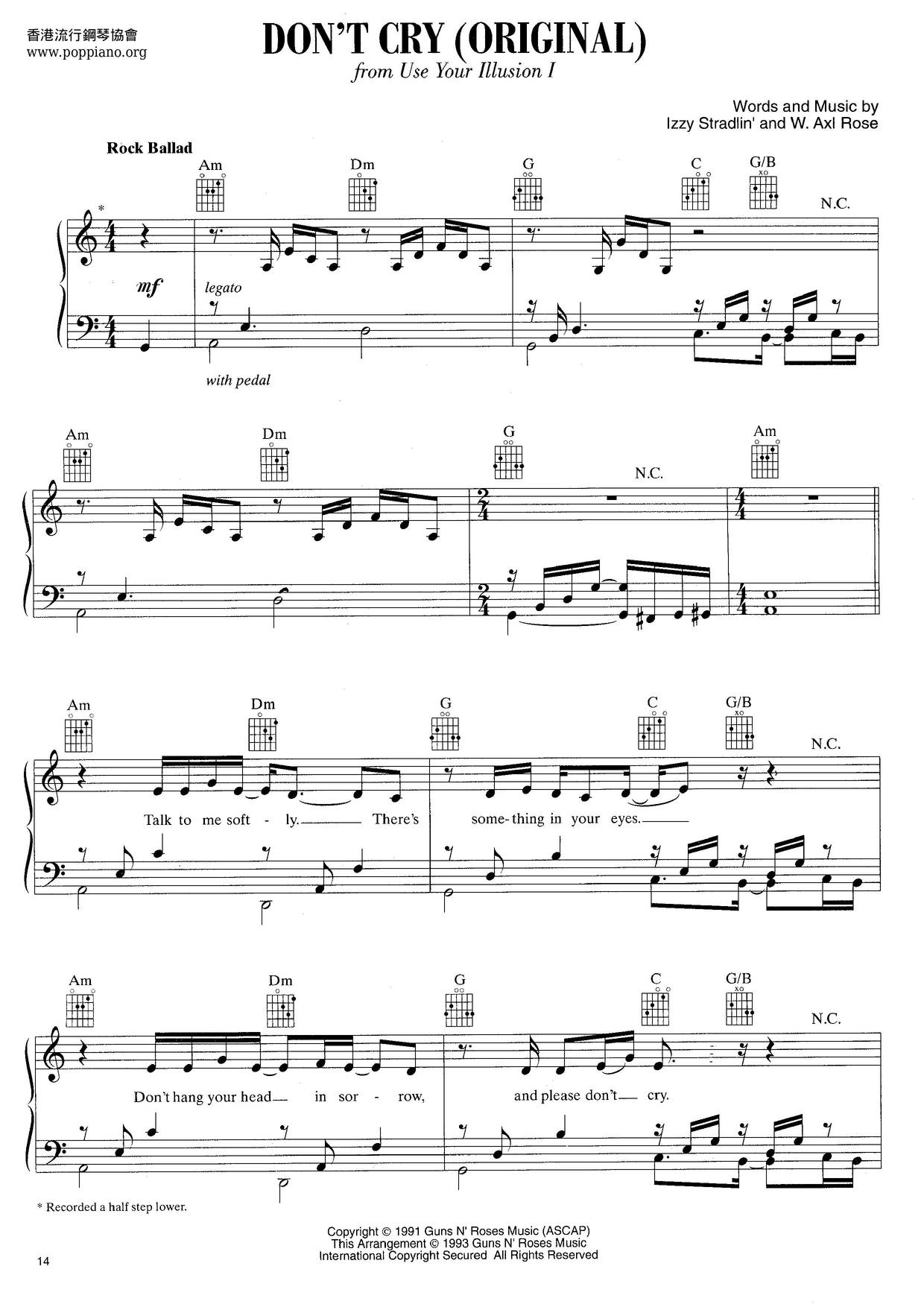 Don't Cry Score