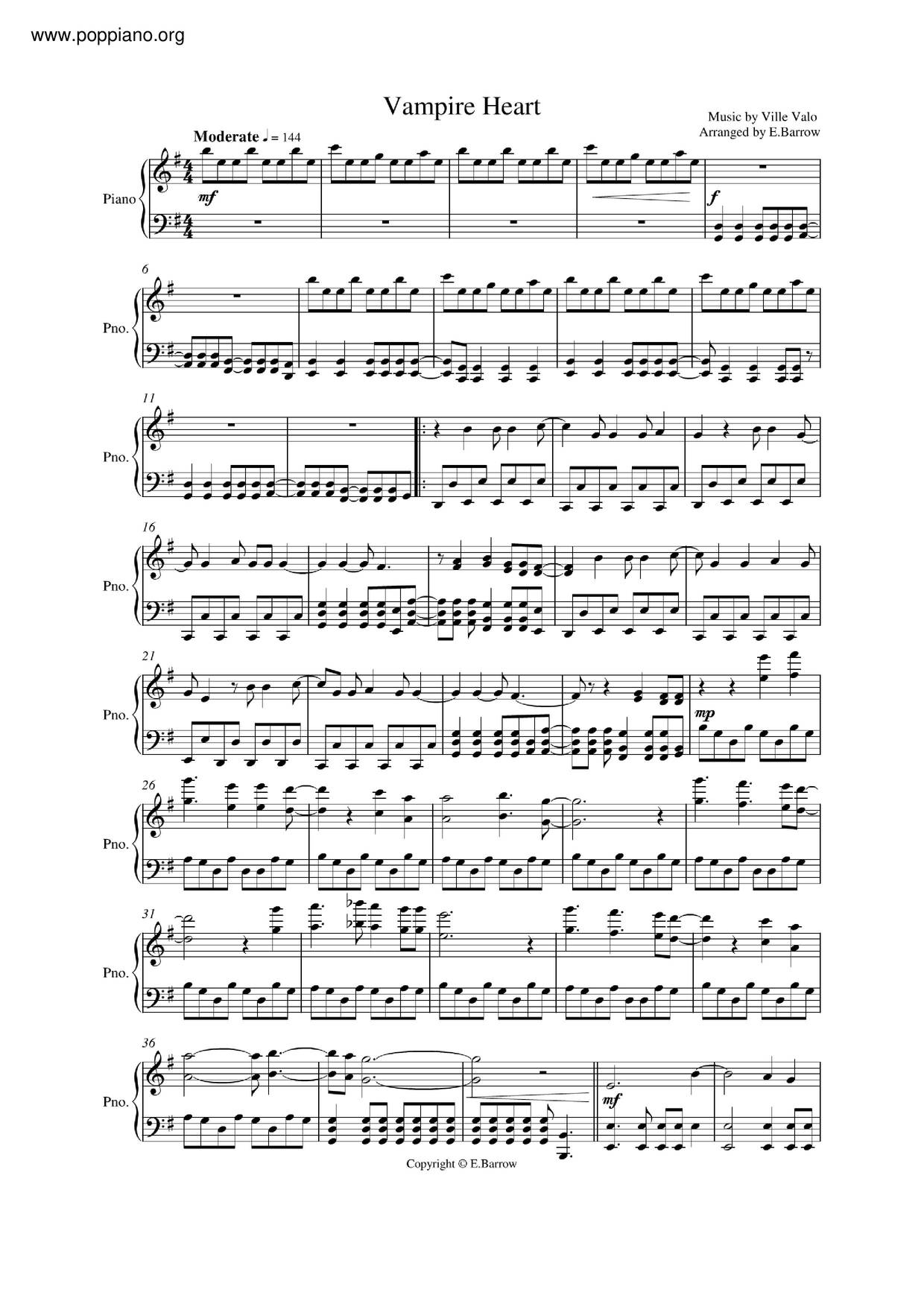 Vampire Heart Score