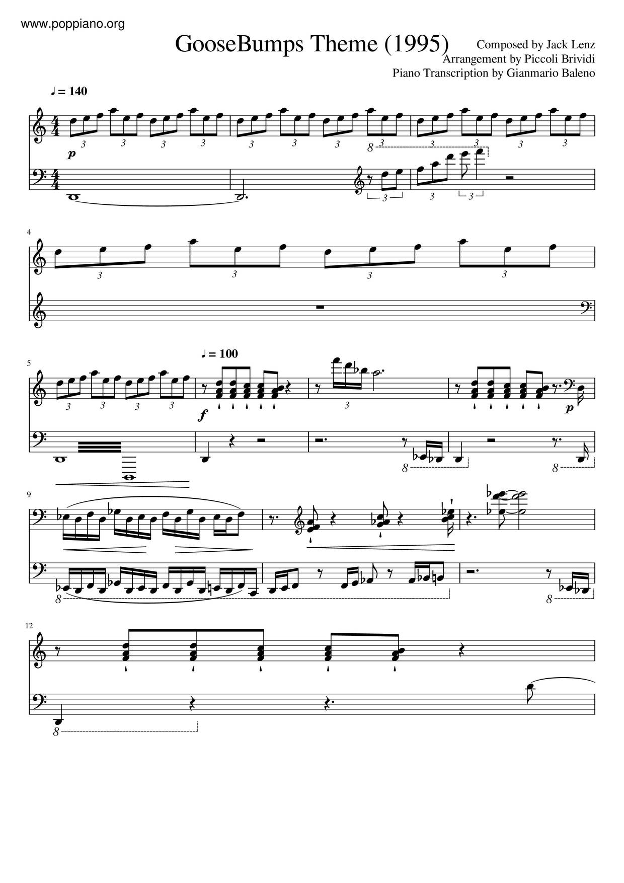 Goosebumps Theme Score
