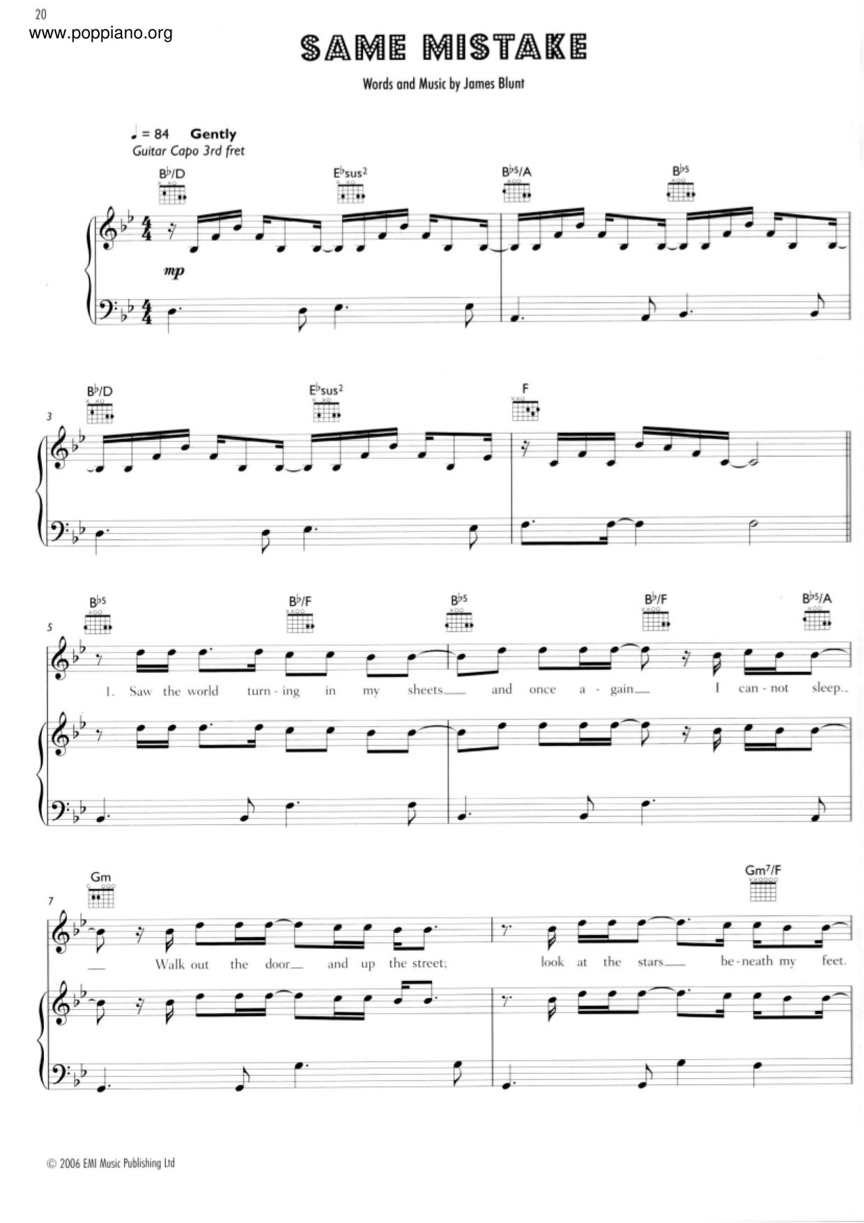 Chord: Same Mistake - tab, song lyric, sheet, guitar, ukulele | chords.vip