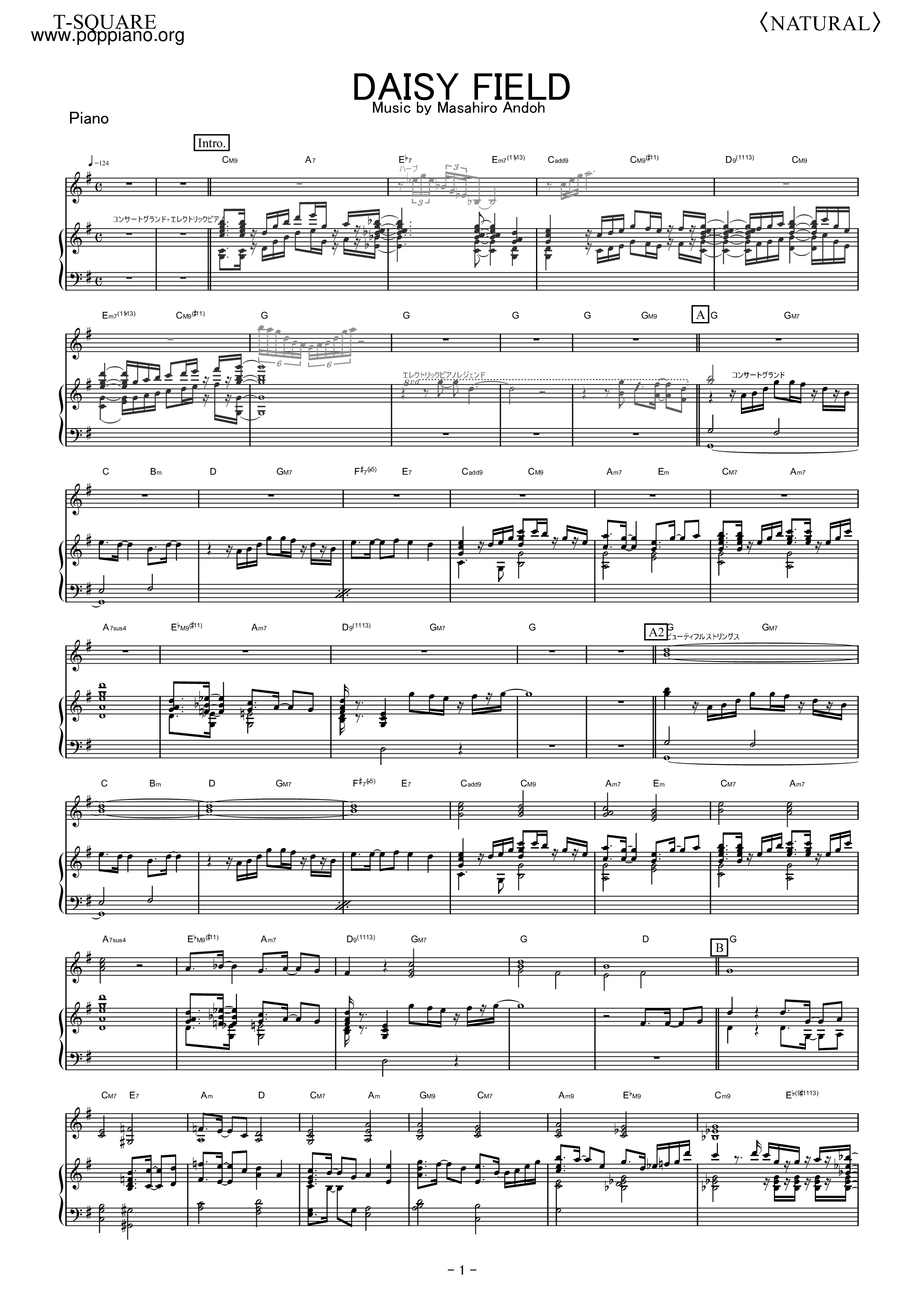 T square daisy field sheet music pdf free score download 