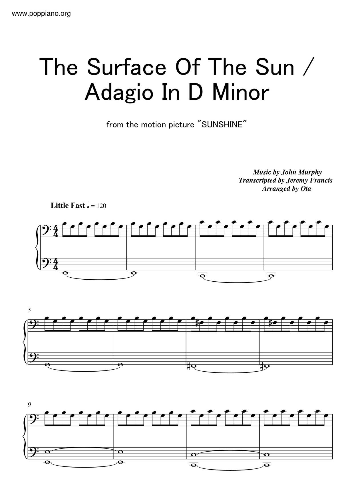 Adagio In D Minor Score