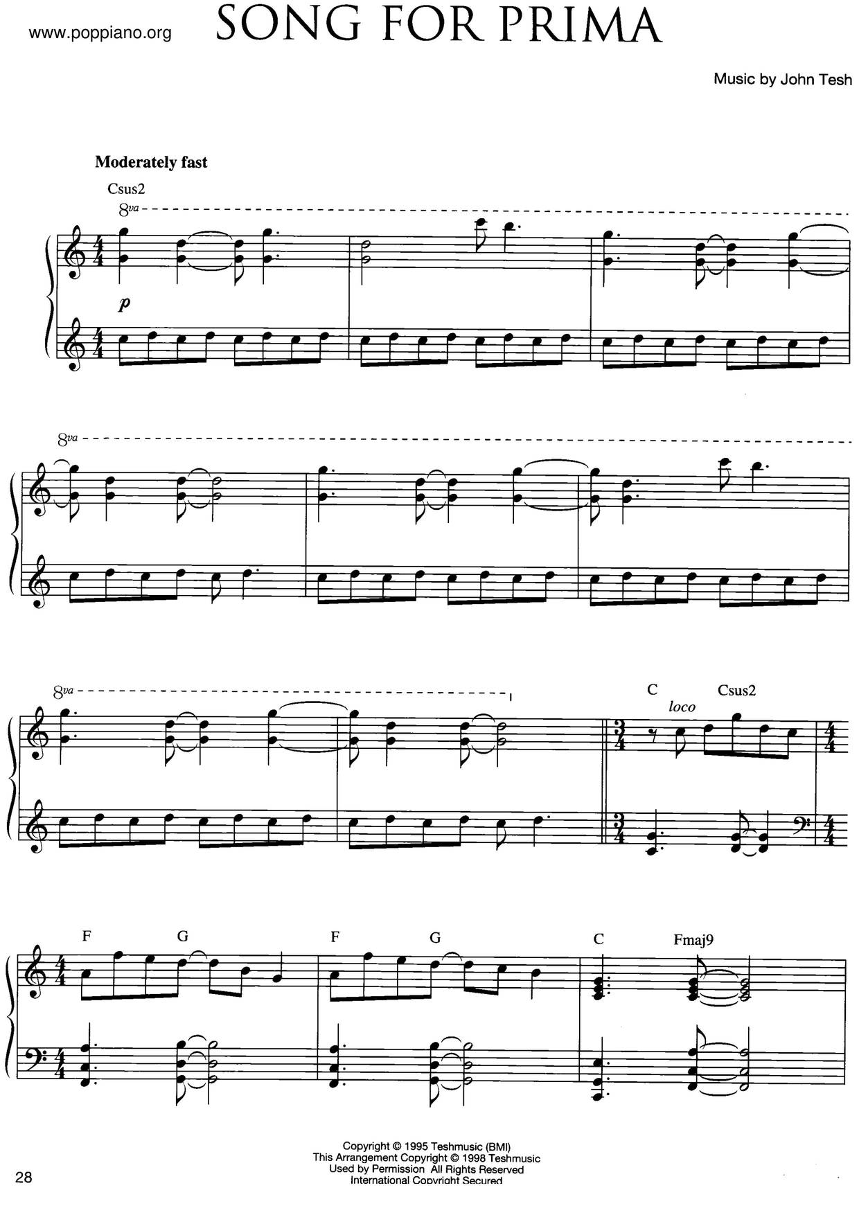 Song For Prima Score