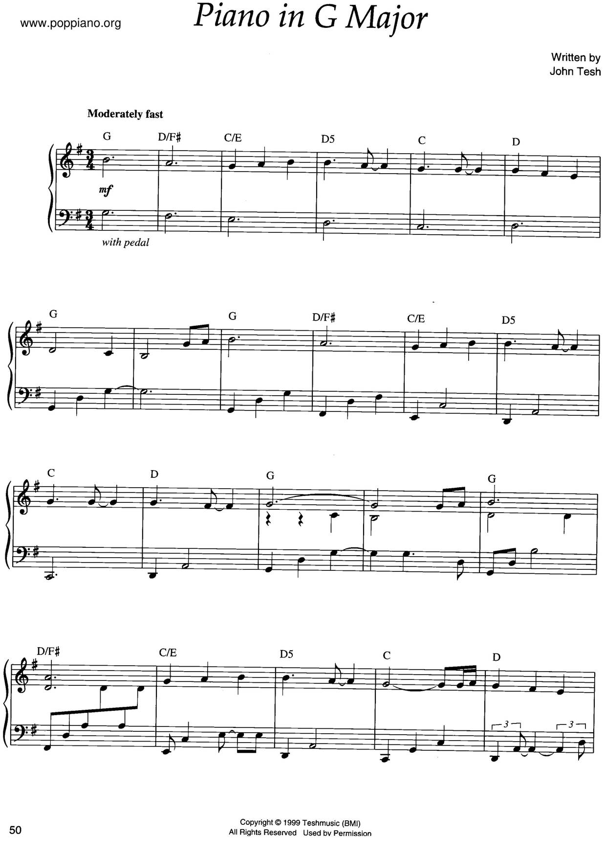 Piano In G Major Score