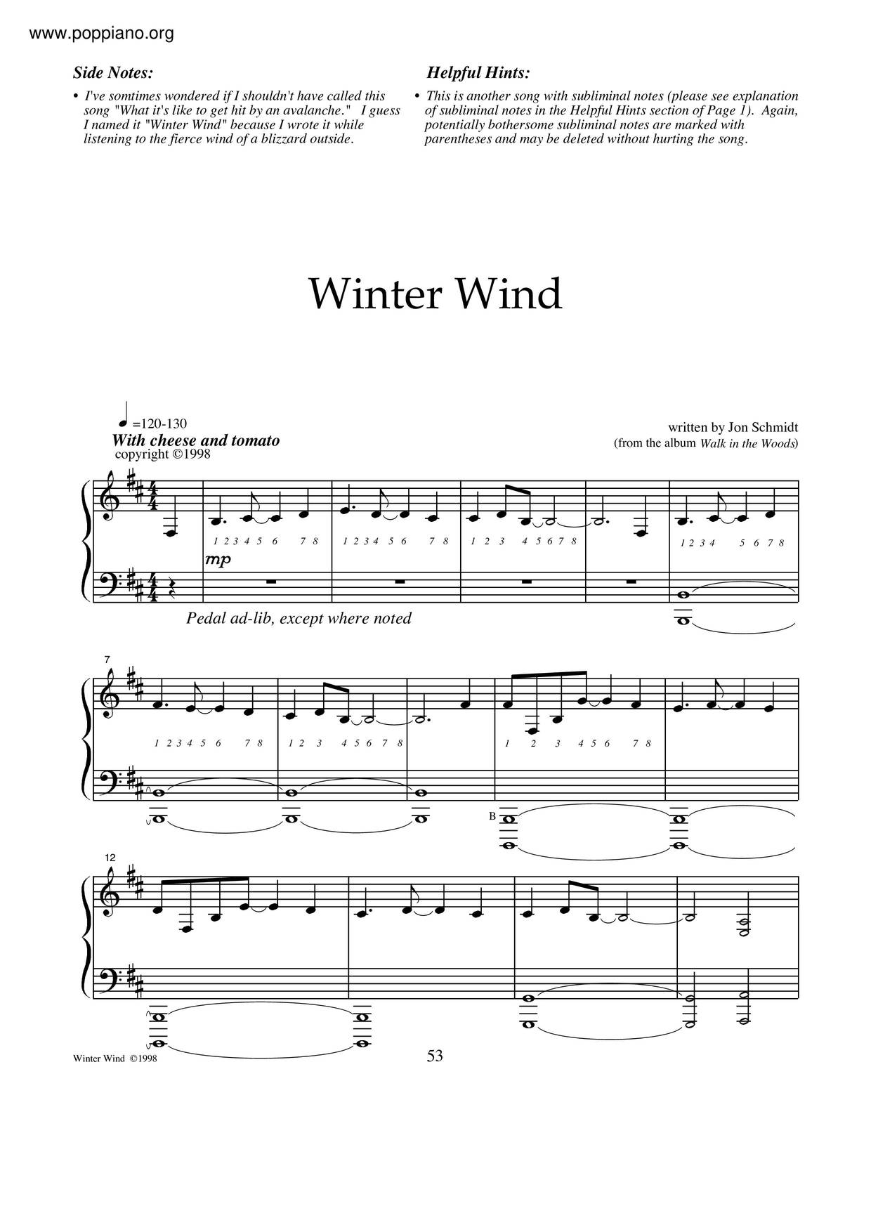 Winter Wind琴譜