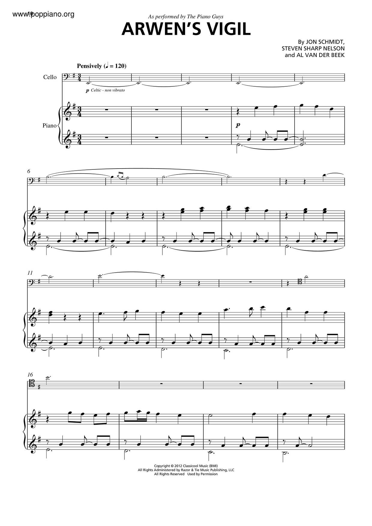 Arwen's Vigilピアノ譜