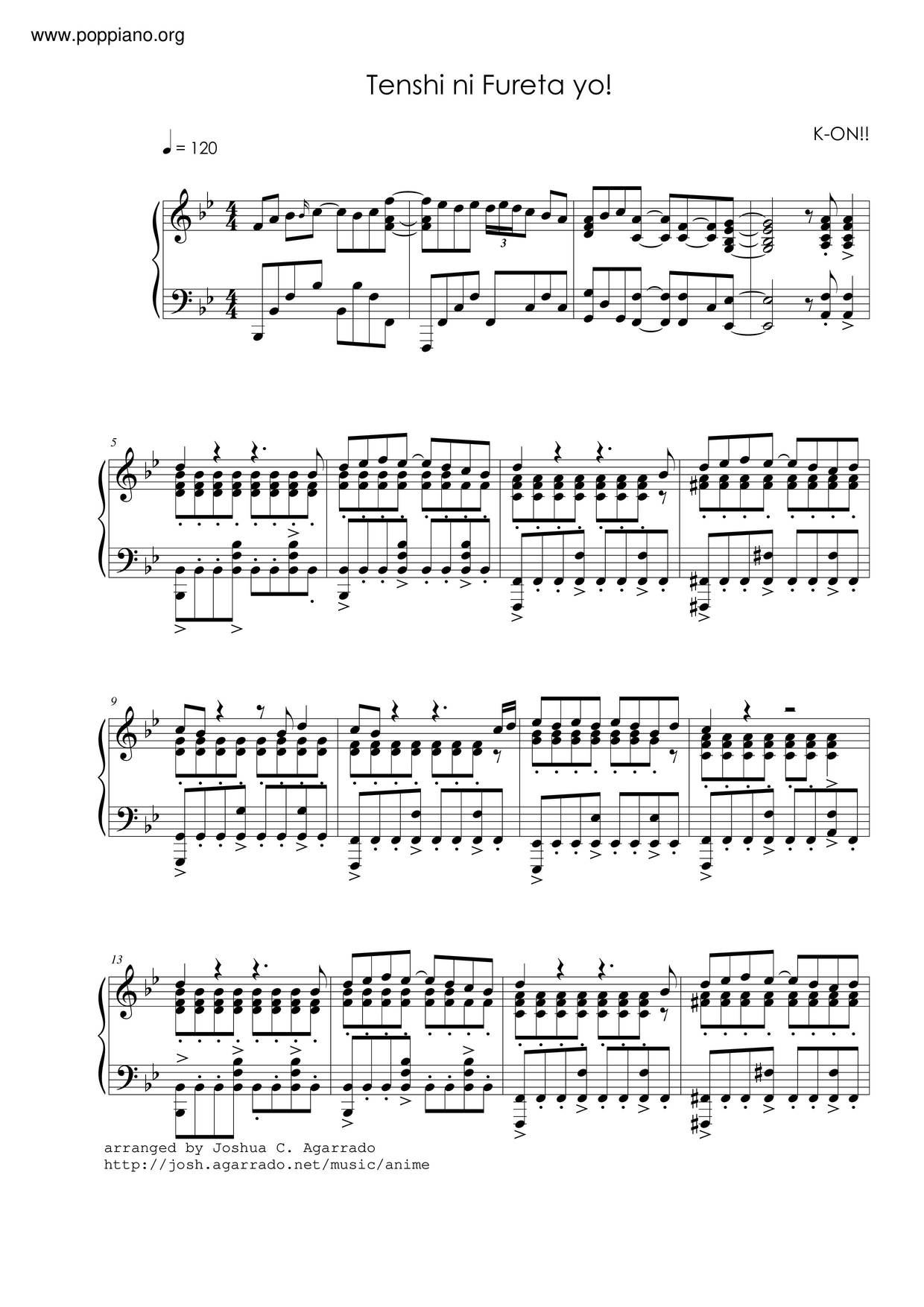 Tenshi Ni Fureta Yo Score