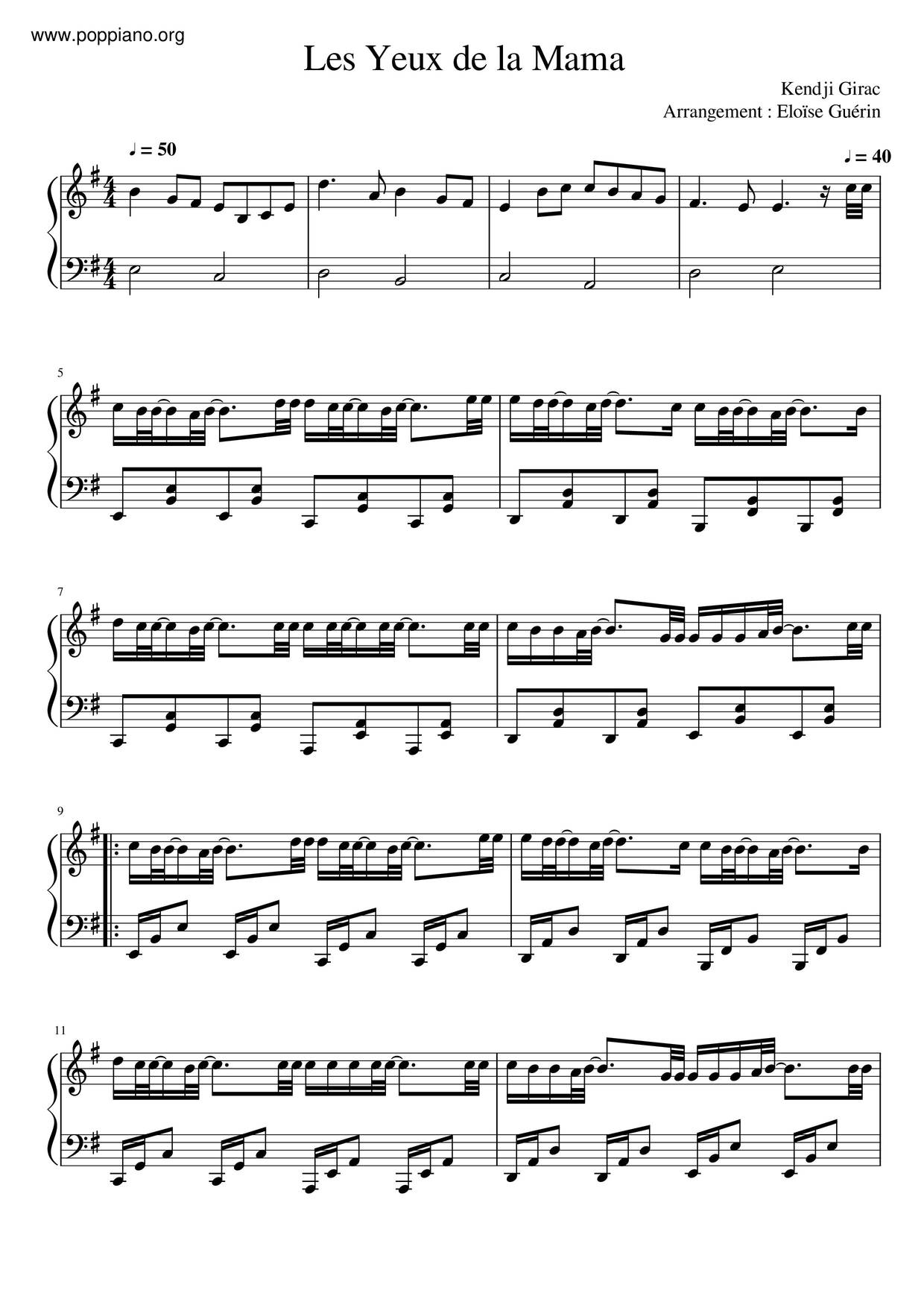 Les Yeux De La Mama Score