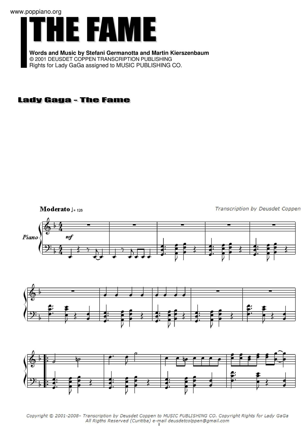 The Fame琴谱