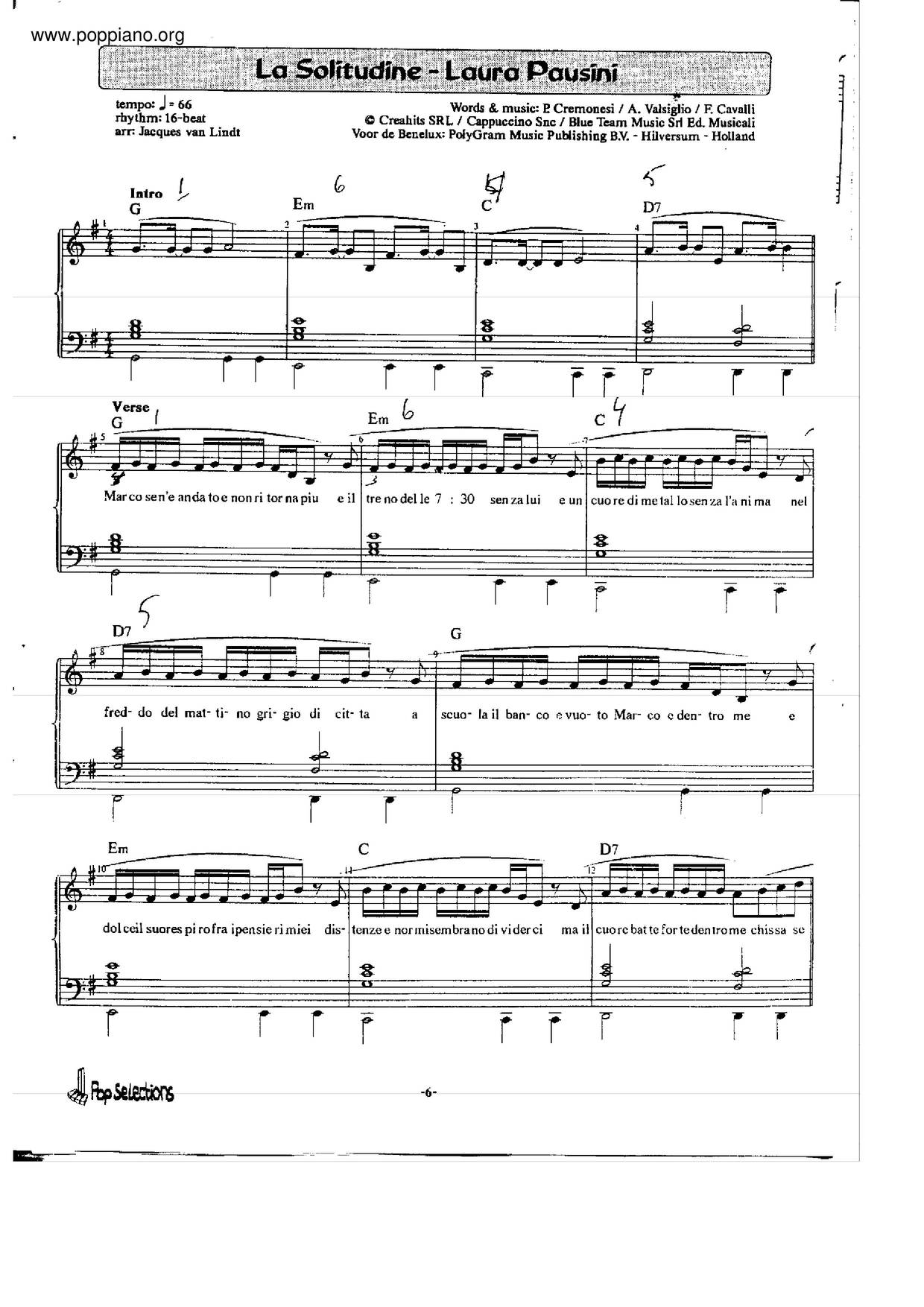 La Solitudine Score