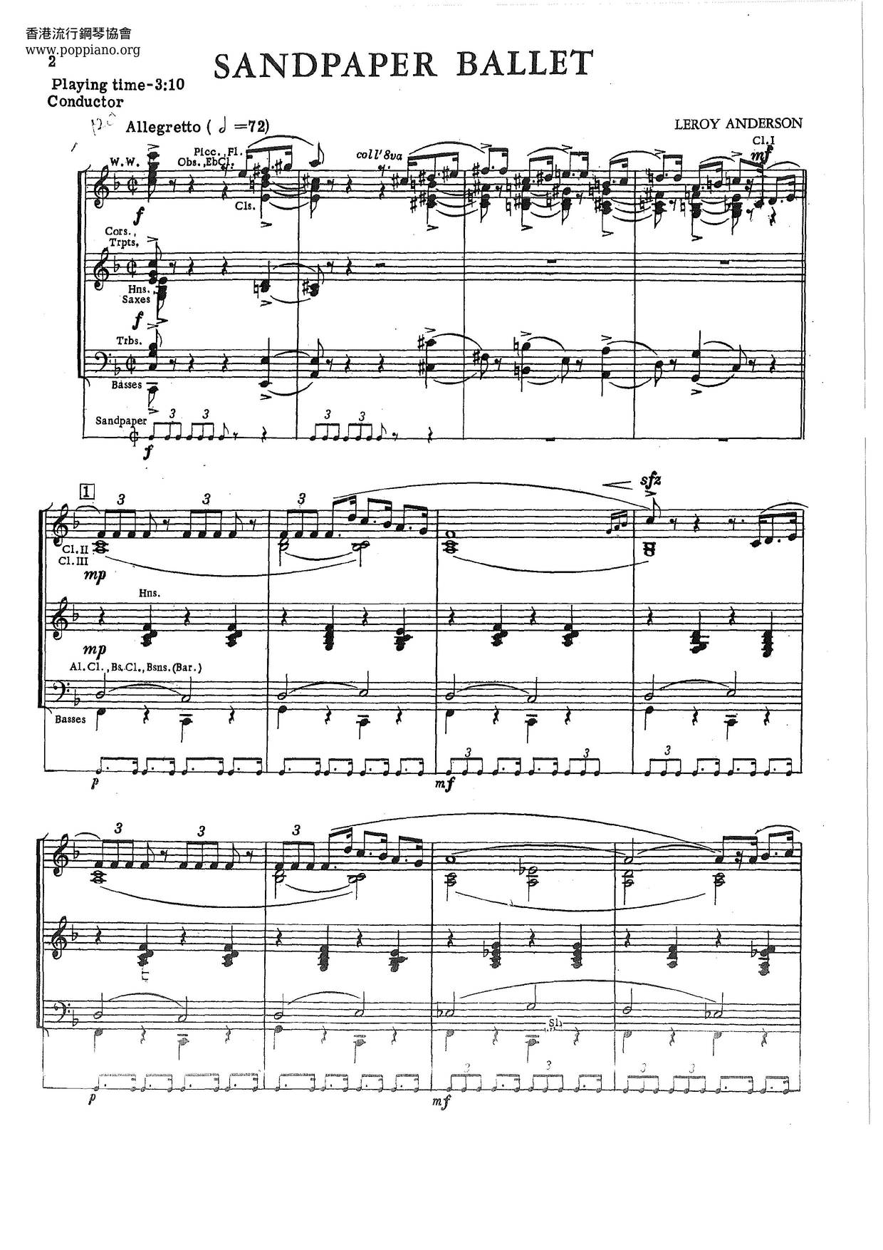 Leroy AndersonSandpaper Ballet Sheet Music pdf, Free Score Download ★