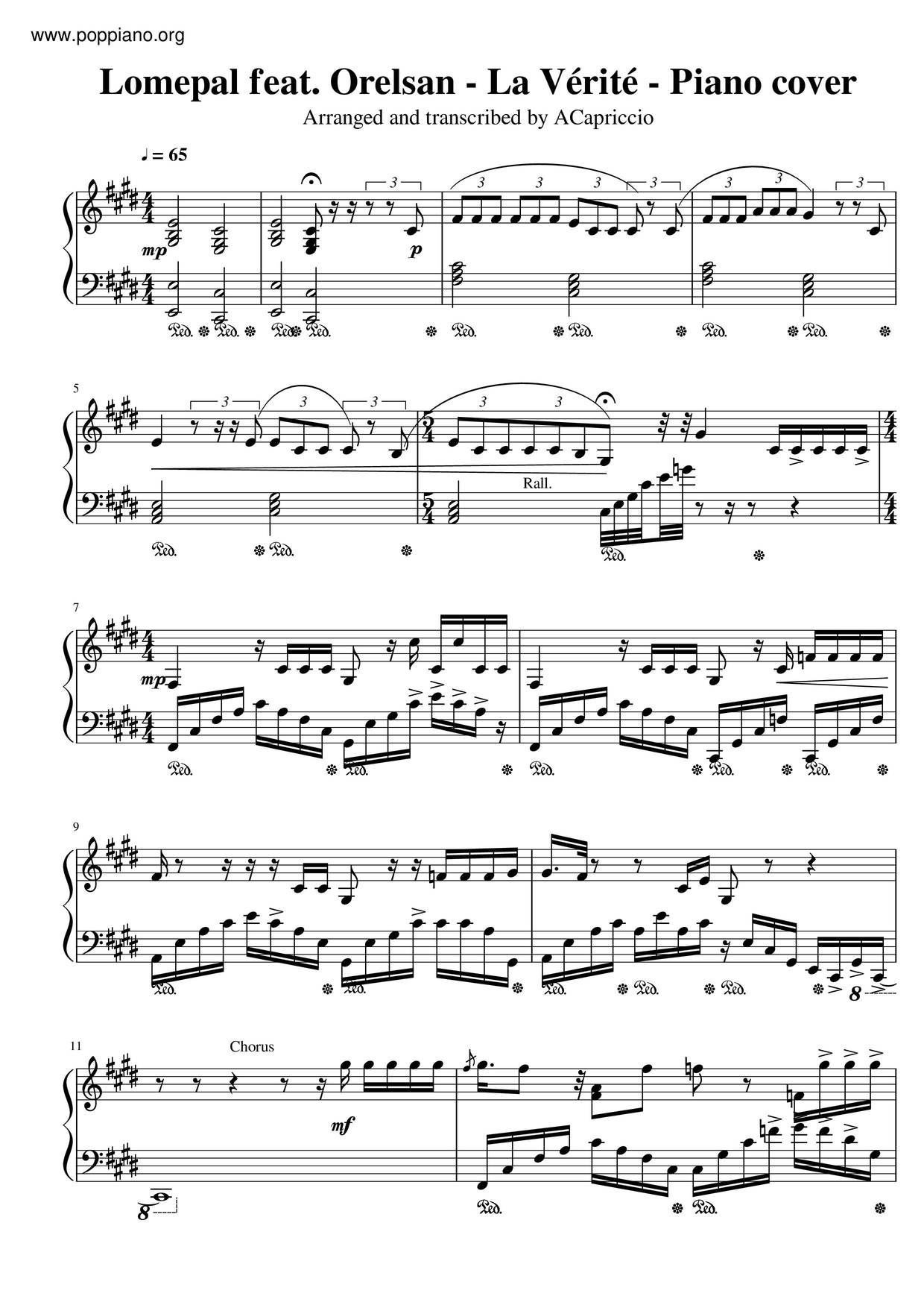 La Verite琴譜