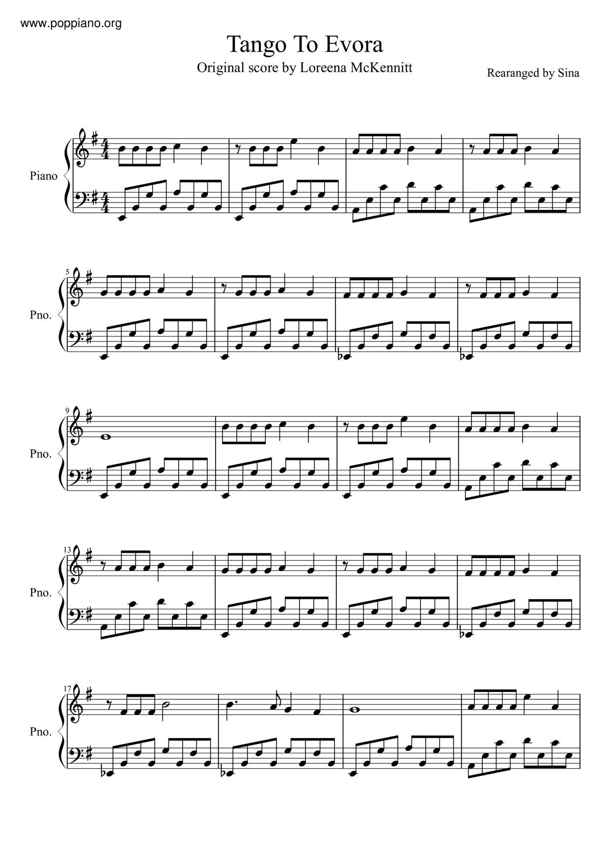 Tango To Evora Score
