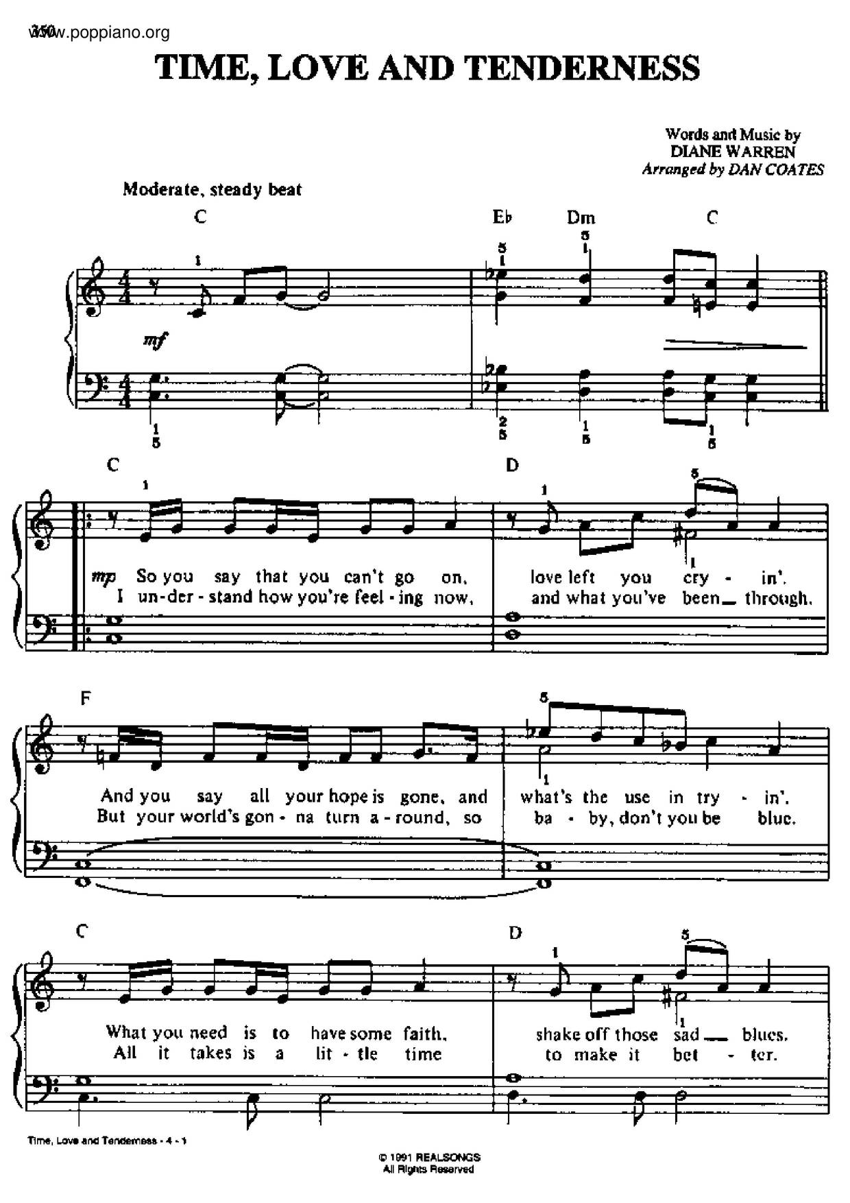 Time, Love And Tenderness Score