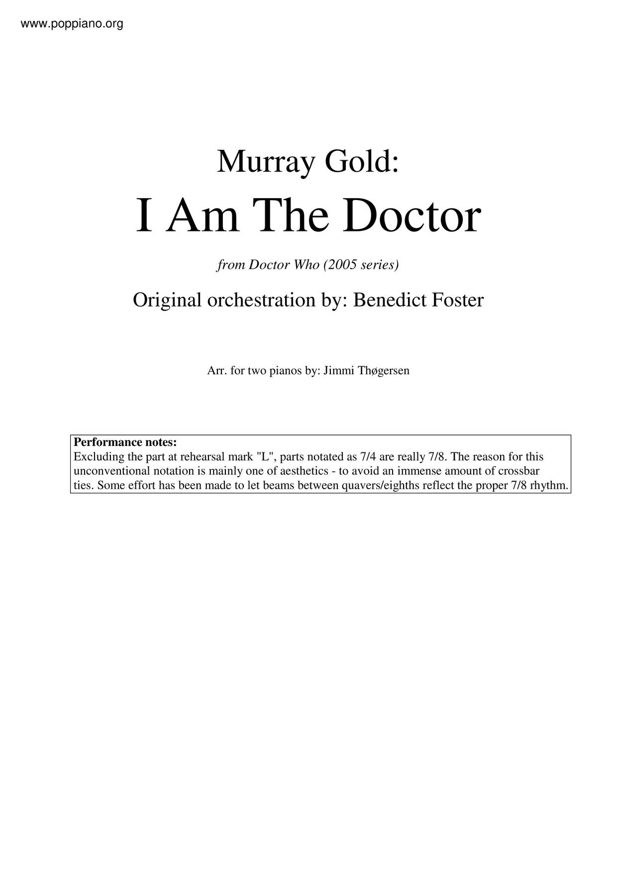 Doctor Who - I Am The Doctor Score