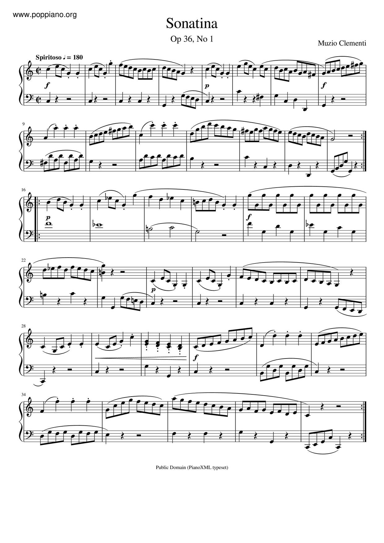 Sonatina No. 1, Op 36琴譜