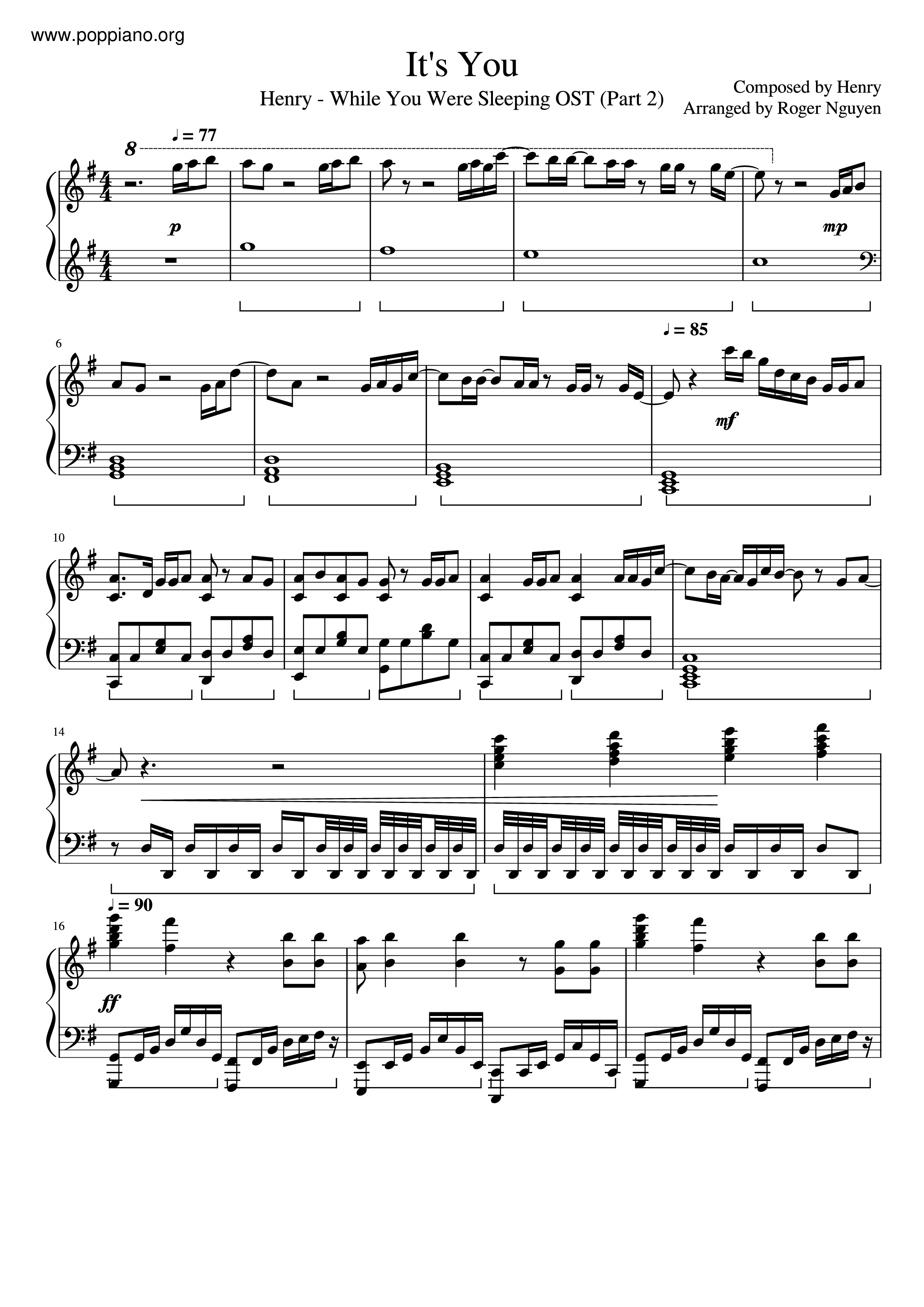 While You Were Sleeping - It's You Score