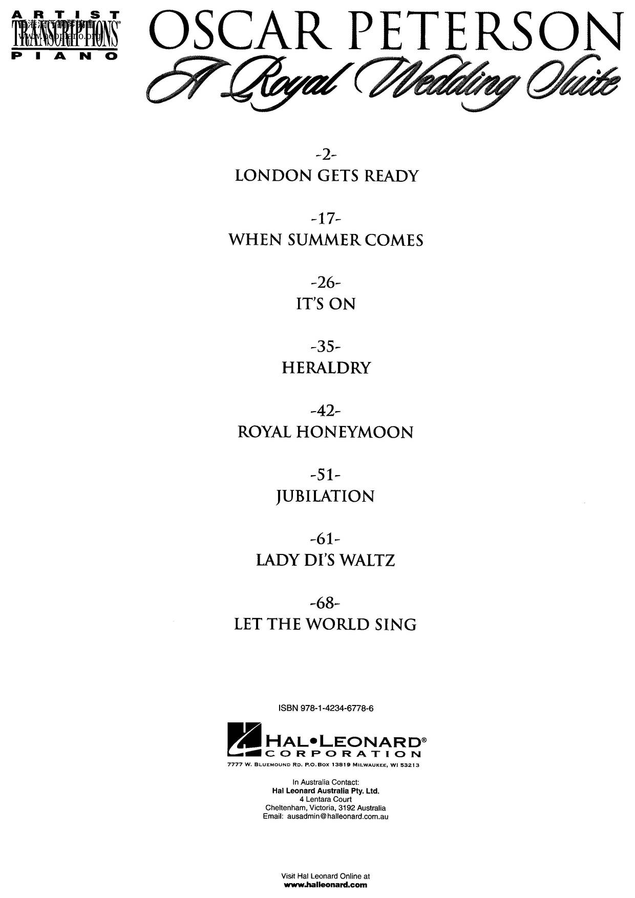 A Royal Wedding Suite 80 Pages Score