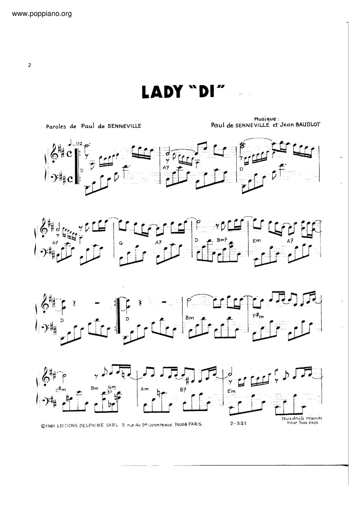 Lady Di琴譜