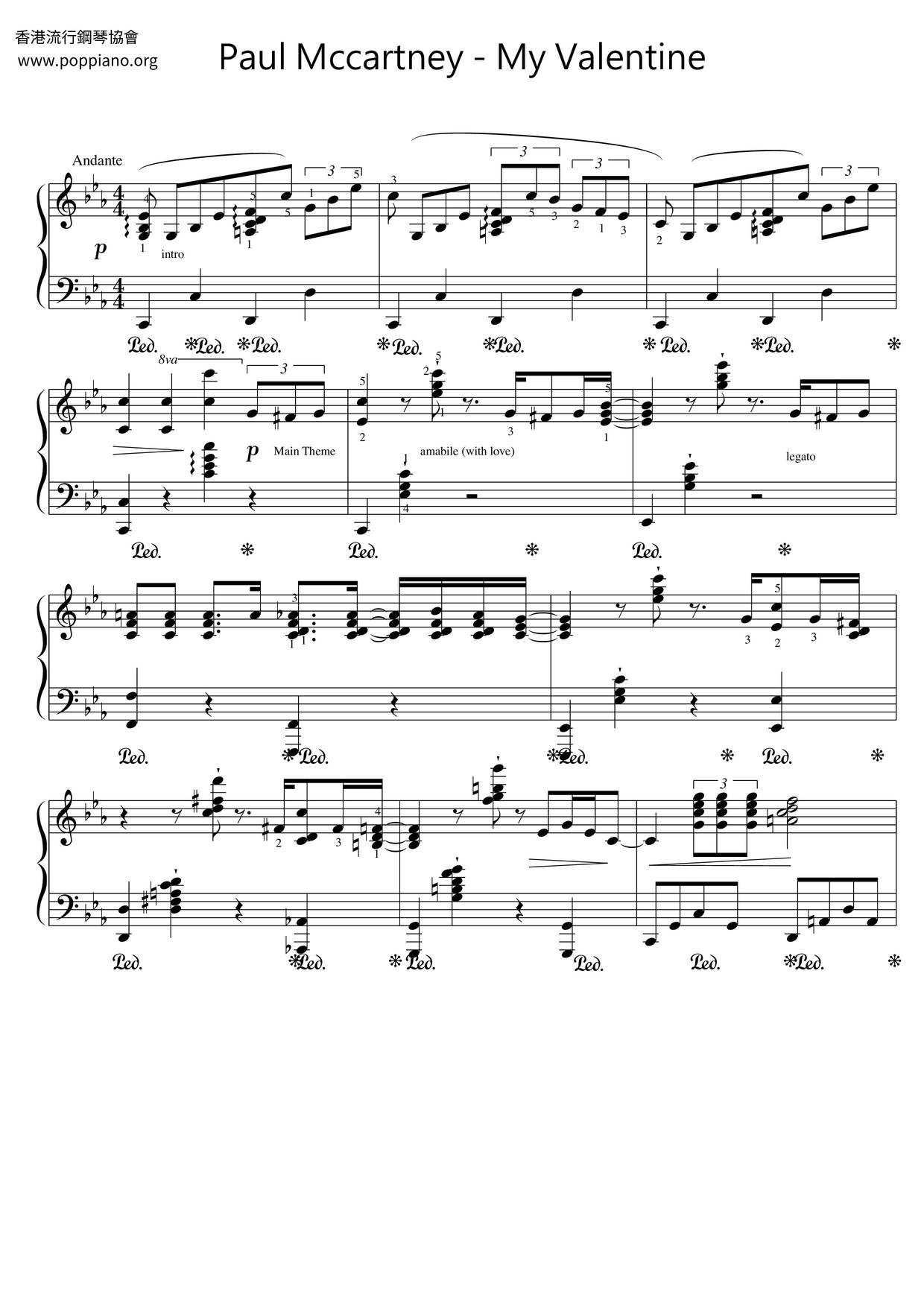 My Valentine琴譜