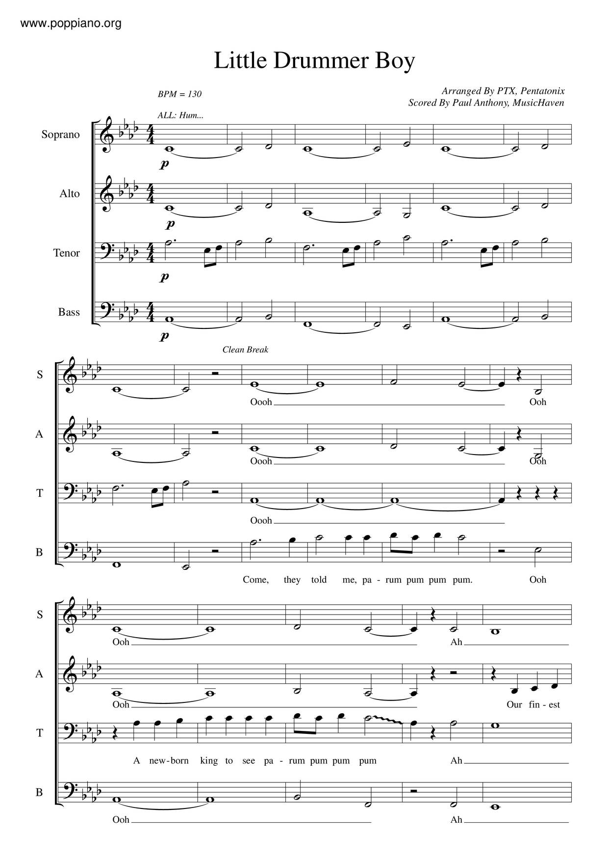 Little Drummer Boy Score