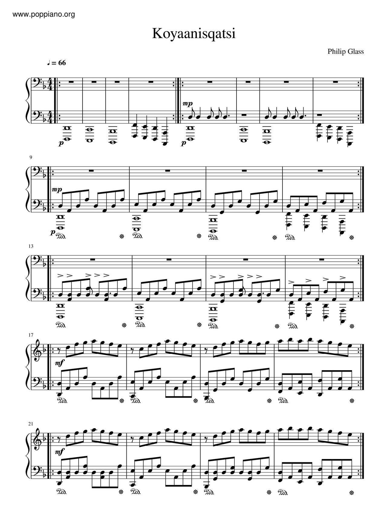 Koyaanisqatsiピアノ譜