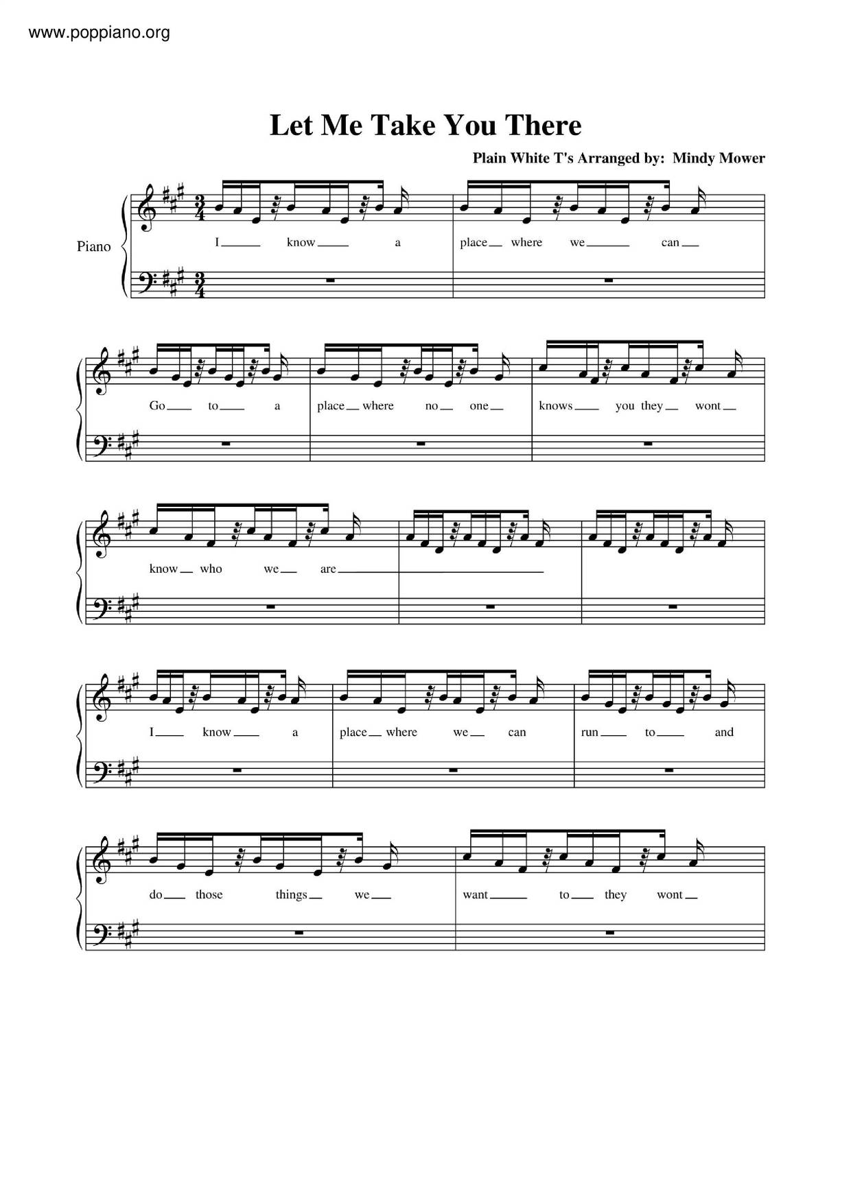 Let Me Take You There琴譜