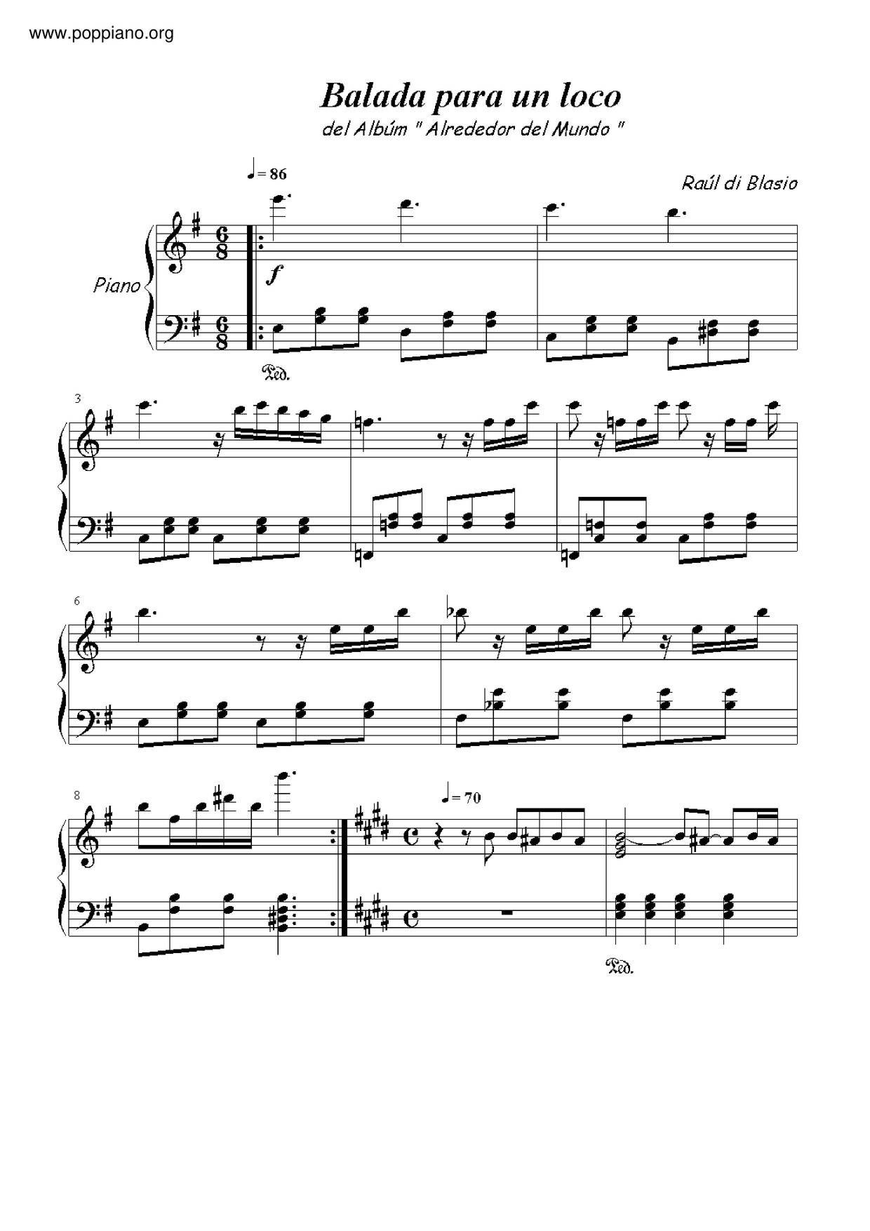 Balada Para Un Locoピアノ譜