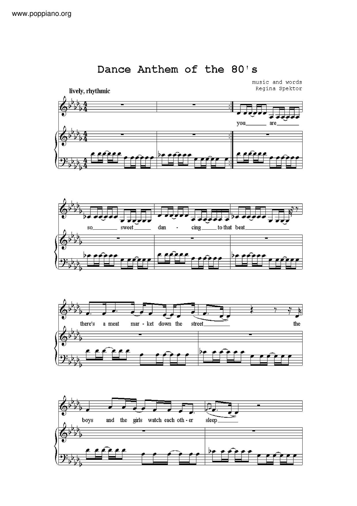 Dance Anthem Of The 80'sピアノ譜