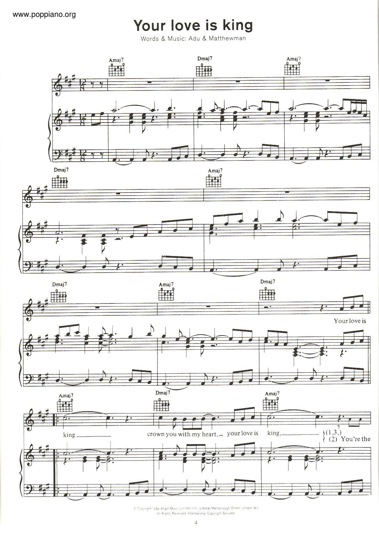 Print and Download Your Love Is King Sheet Music; Sheet Music - Download &  Print Your Love Is King