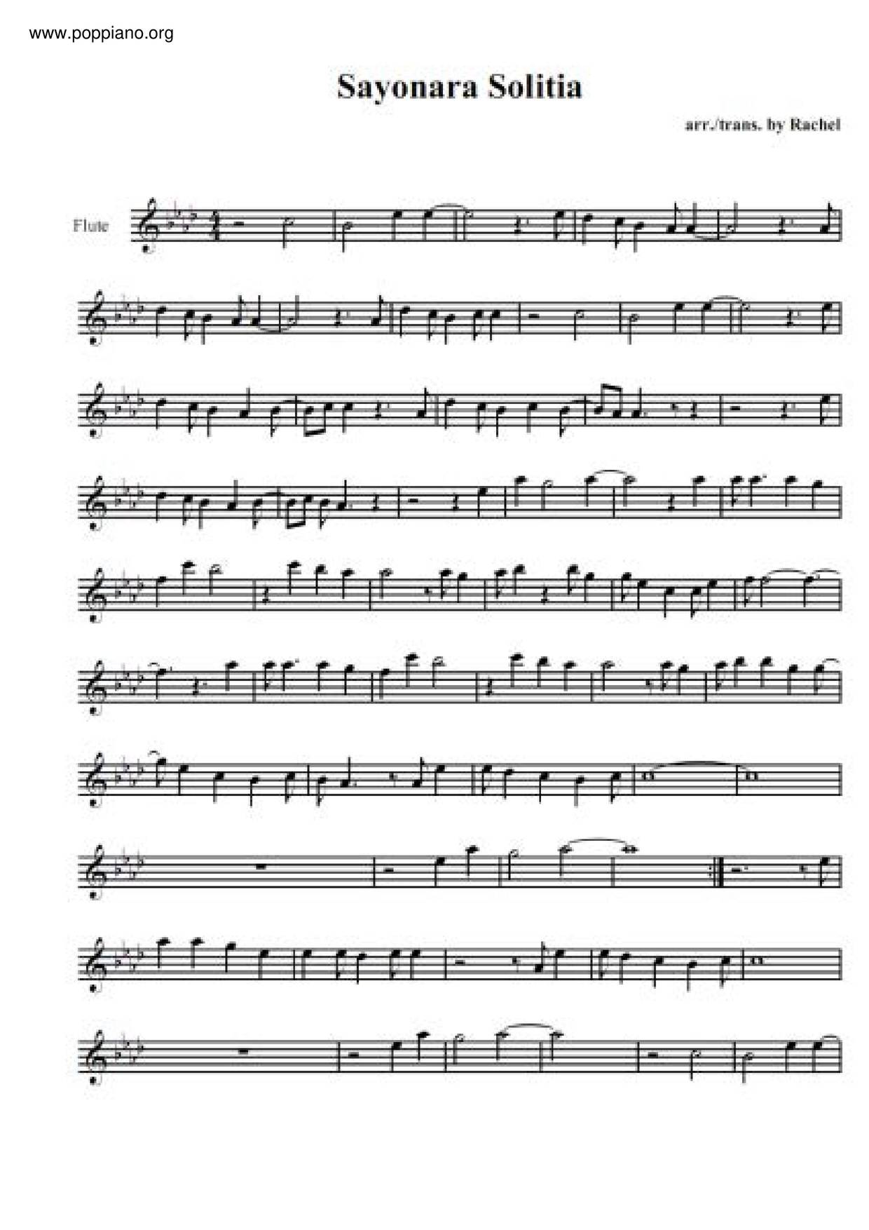 Sayonara Solitia Score