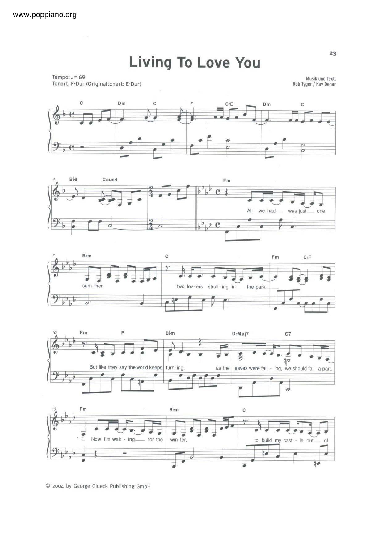 Living To Love You Score