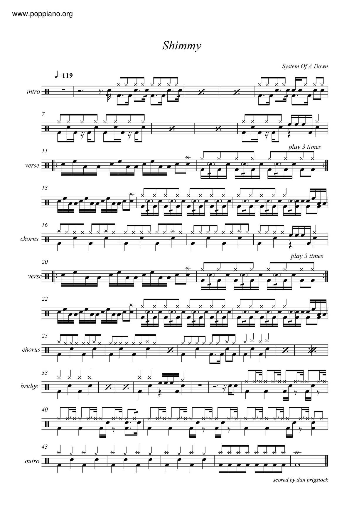 Shimmy琴譜