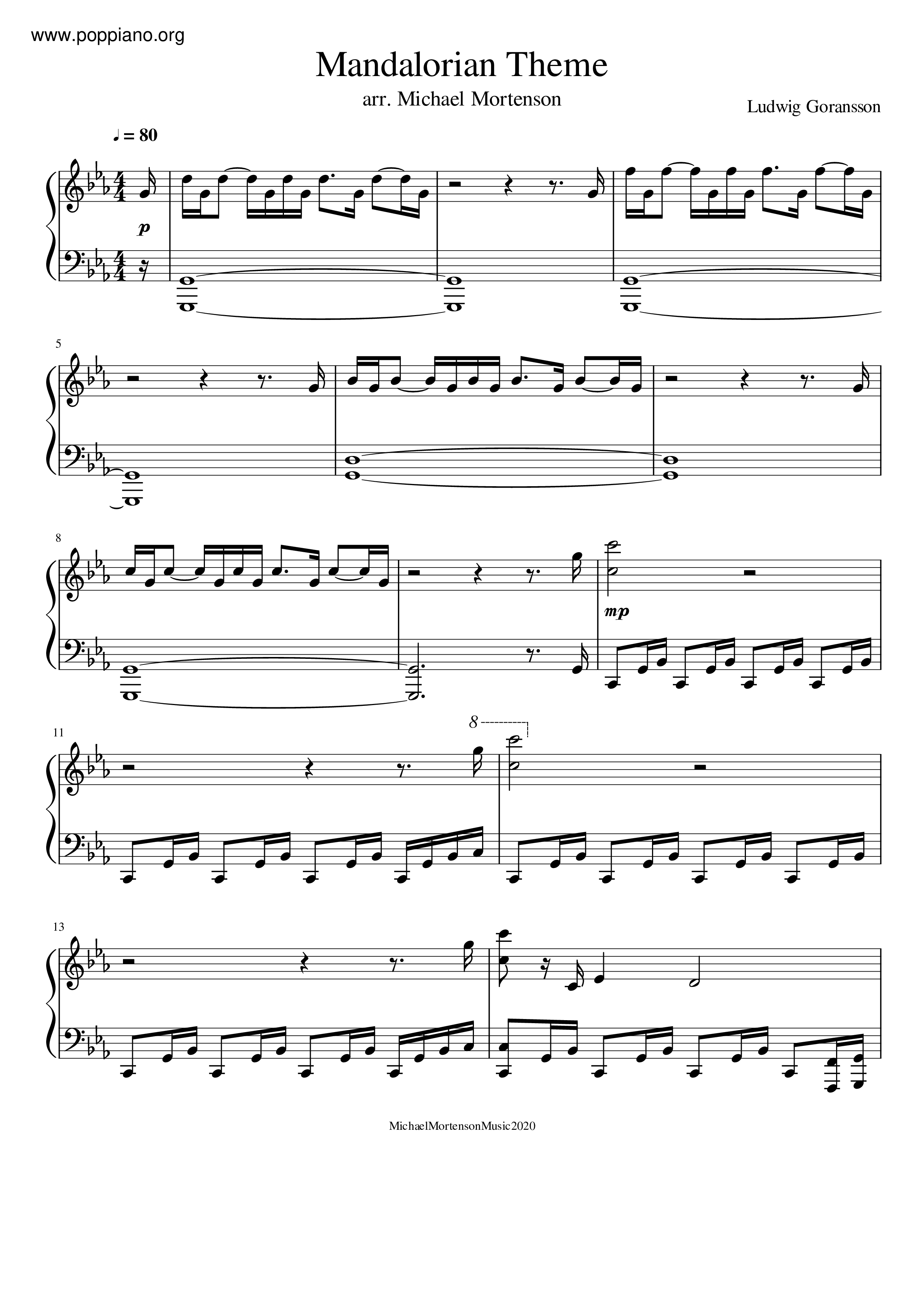 The Mandalorian Theme琴譜