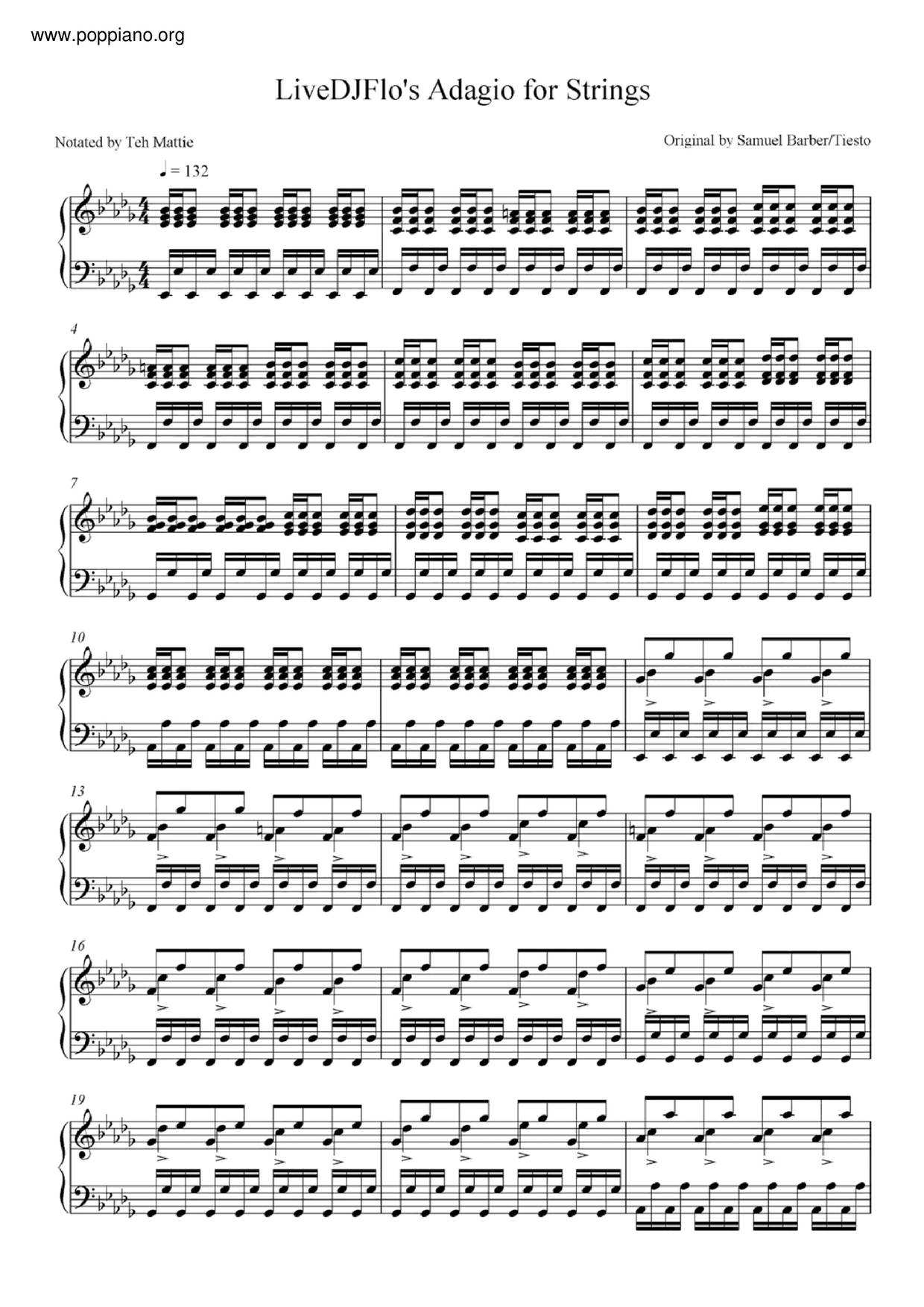 Adagio For Strings Score