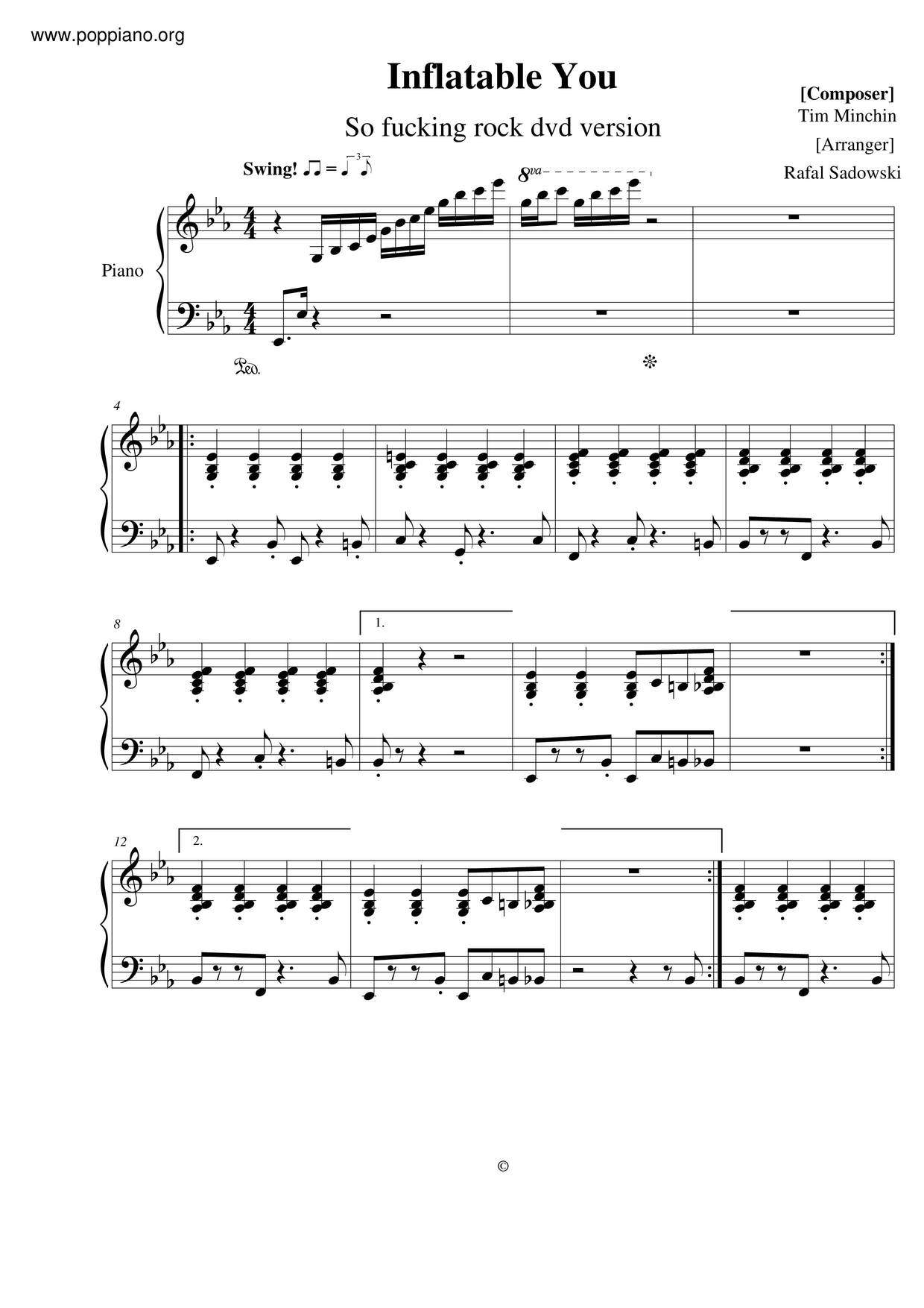 Tim MinchinInflatable You 琴譜pdf香港流行鋼琴協會琴譜下載 ★