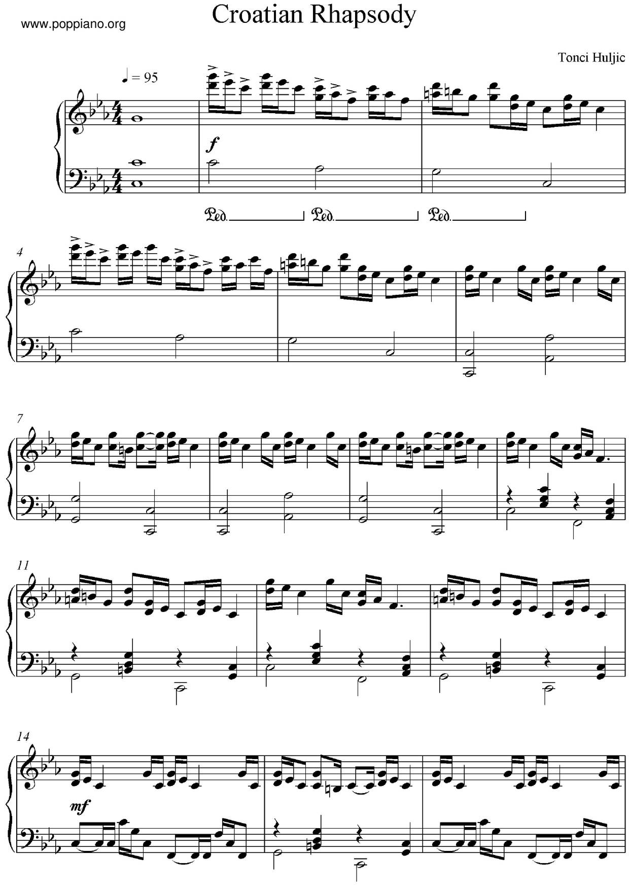 Croatian Rhapsody 克羅地亞狂想曲ピアノ譜